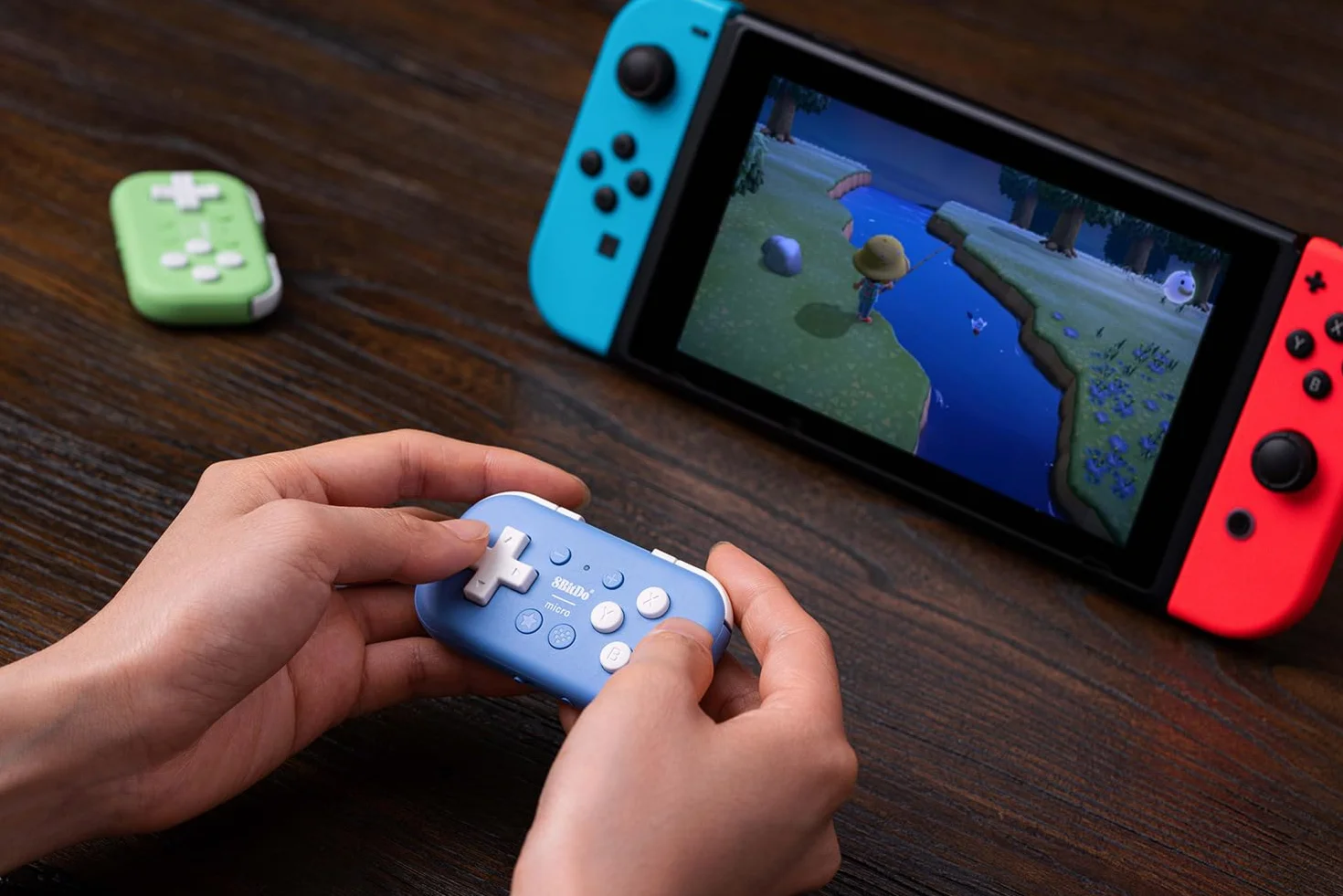 8BitDo Micro Bluetooth Gamepad Mini Controller Switch Android Raspberry Pi Keyboard Mode (Bleu)