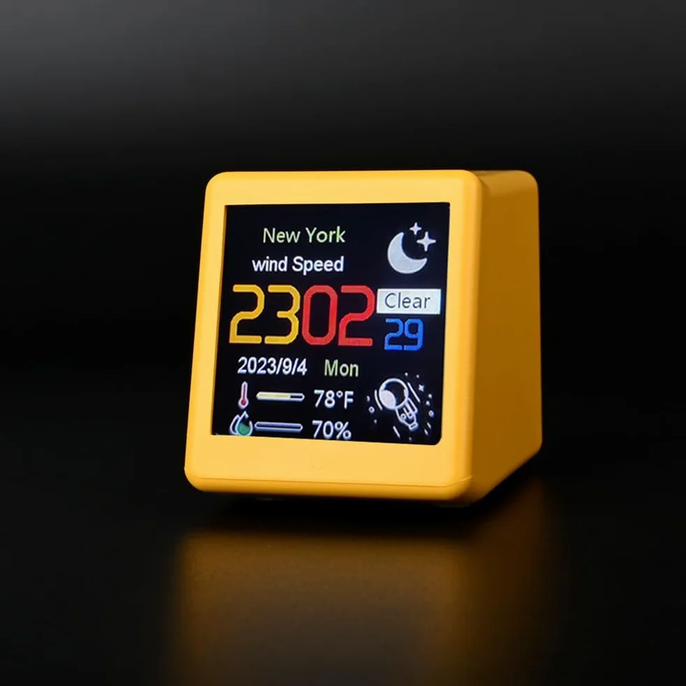 Intelligente Horloge de Station Météo WiFi avec Animations GIF, DéCoration de Bureau