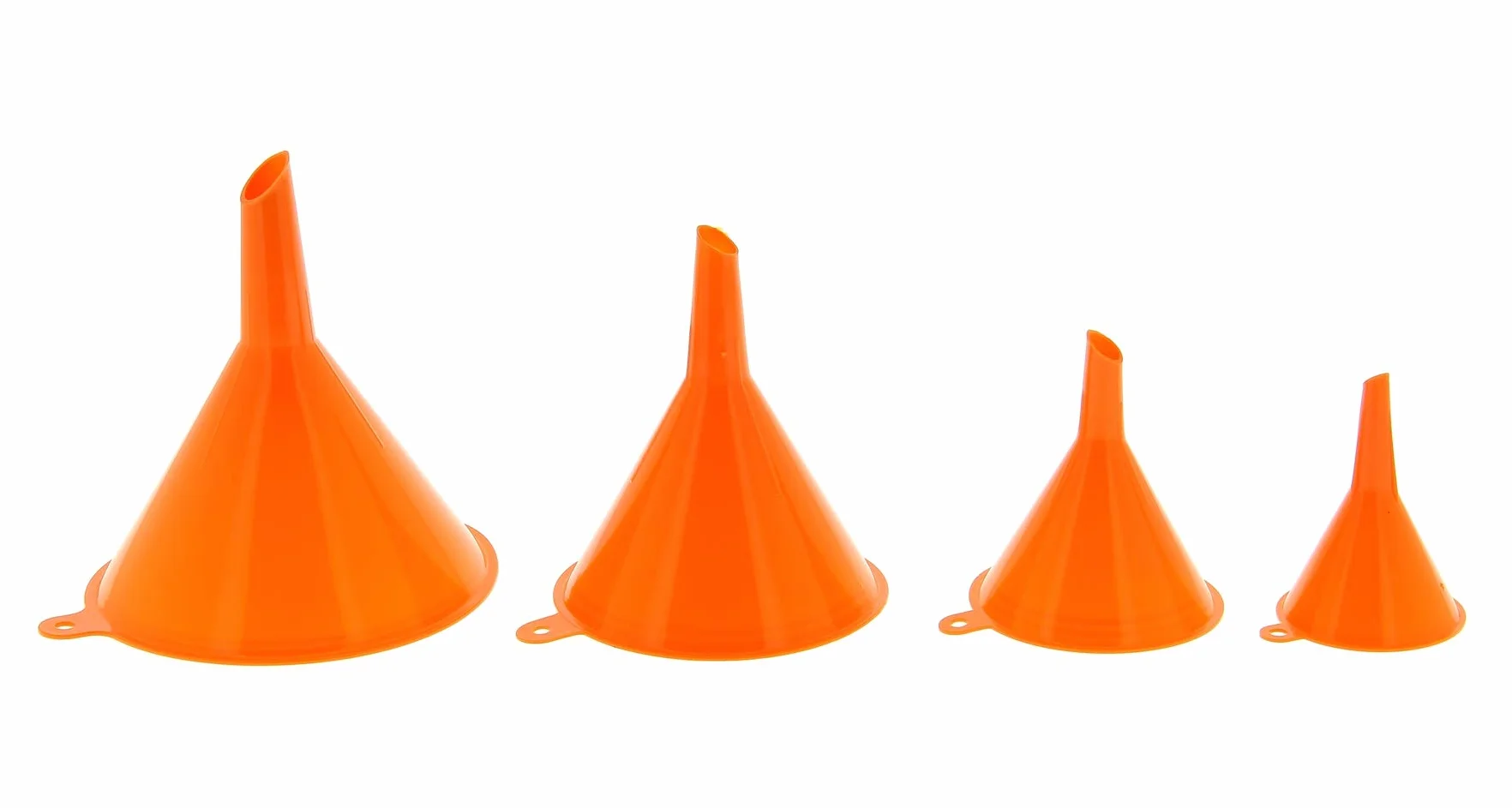 XL Tech Jeu de 4 Entonnoirs Ø 50/75/100/120mm résistants aux huiles et hydrocarbures orange jaune pêche