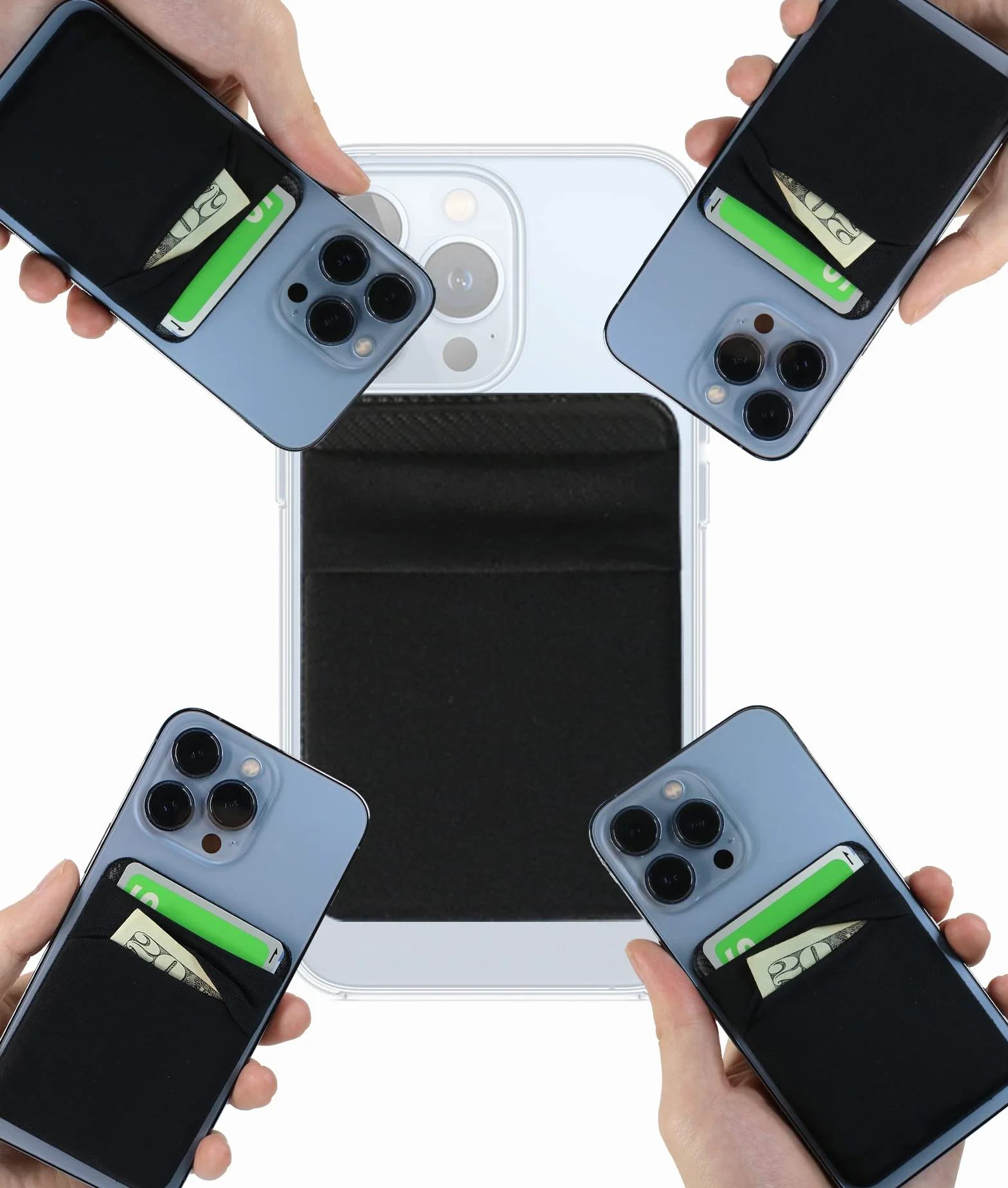 Magnetyczny portfel do Mag-Safe, etui na karty, kompatybilne z iPhone 14, 13 i 12 Pro Max Plus, magnetyczne etui, akcesoria, uchwyt na karty, czarny