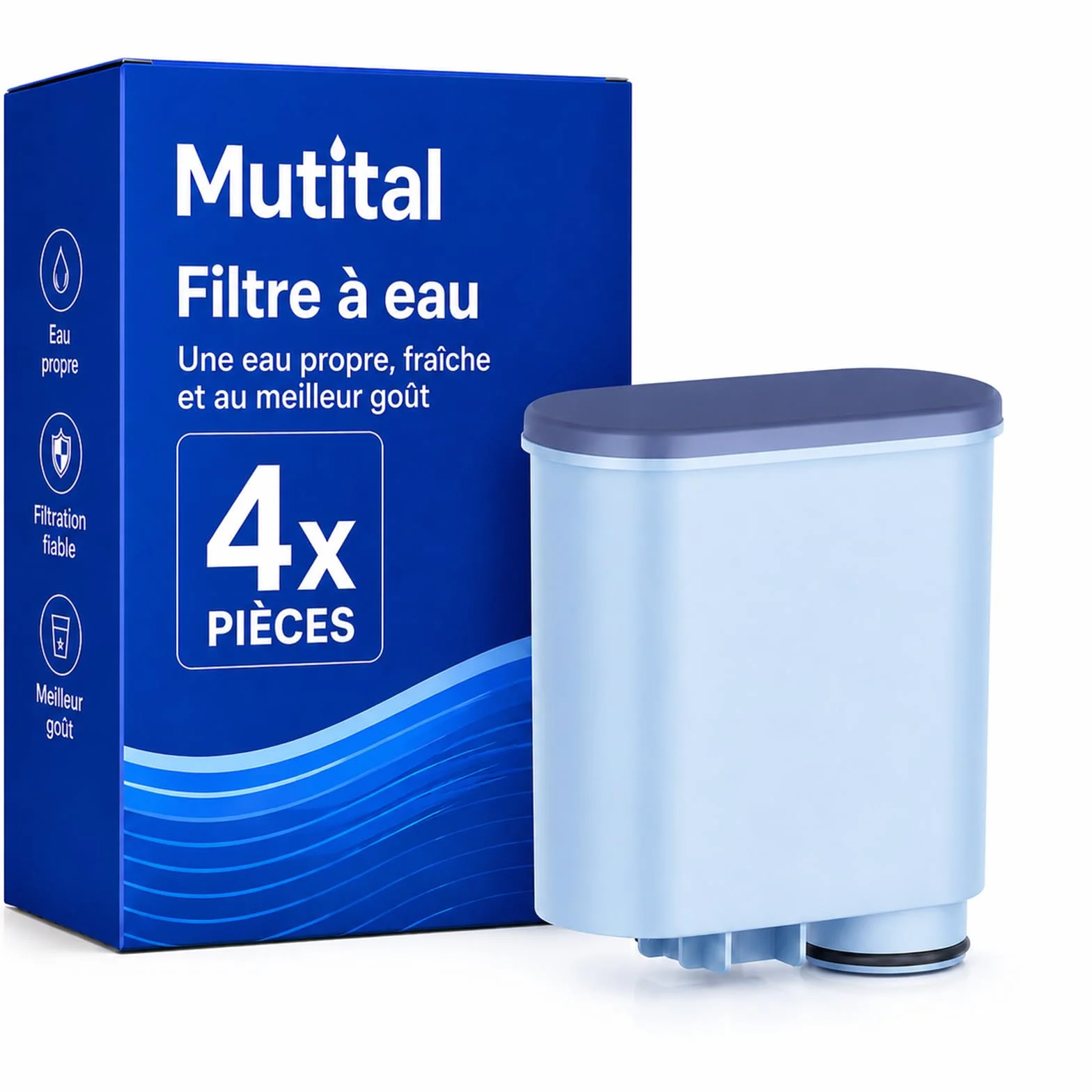 Pack de 4 filtres à eau Philips AquaClean pour cafetière expresso 3200, anti-calcaire (CA6903)