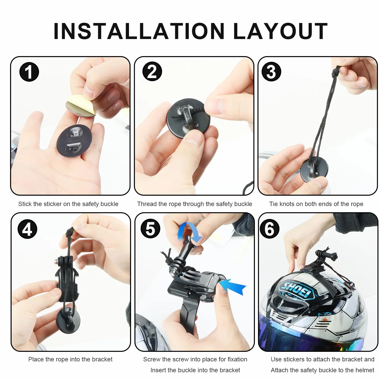 Uchwyt na kask motocyklowy, uchwyt do GoPro Hero 11, 10, 9, 8, 7, uchwyt na kask, zakrzywiony uchwyt na kask, kompatybilny z aparatami Session, Xiaomi Yi, SJCAM i innymi kamerami sportowymi