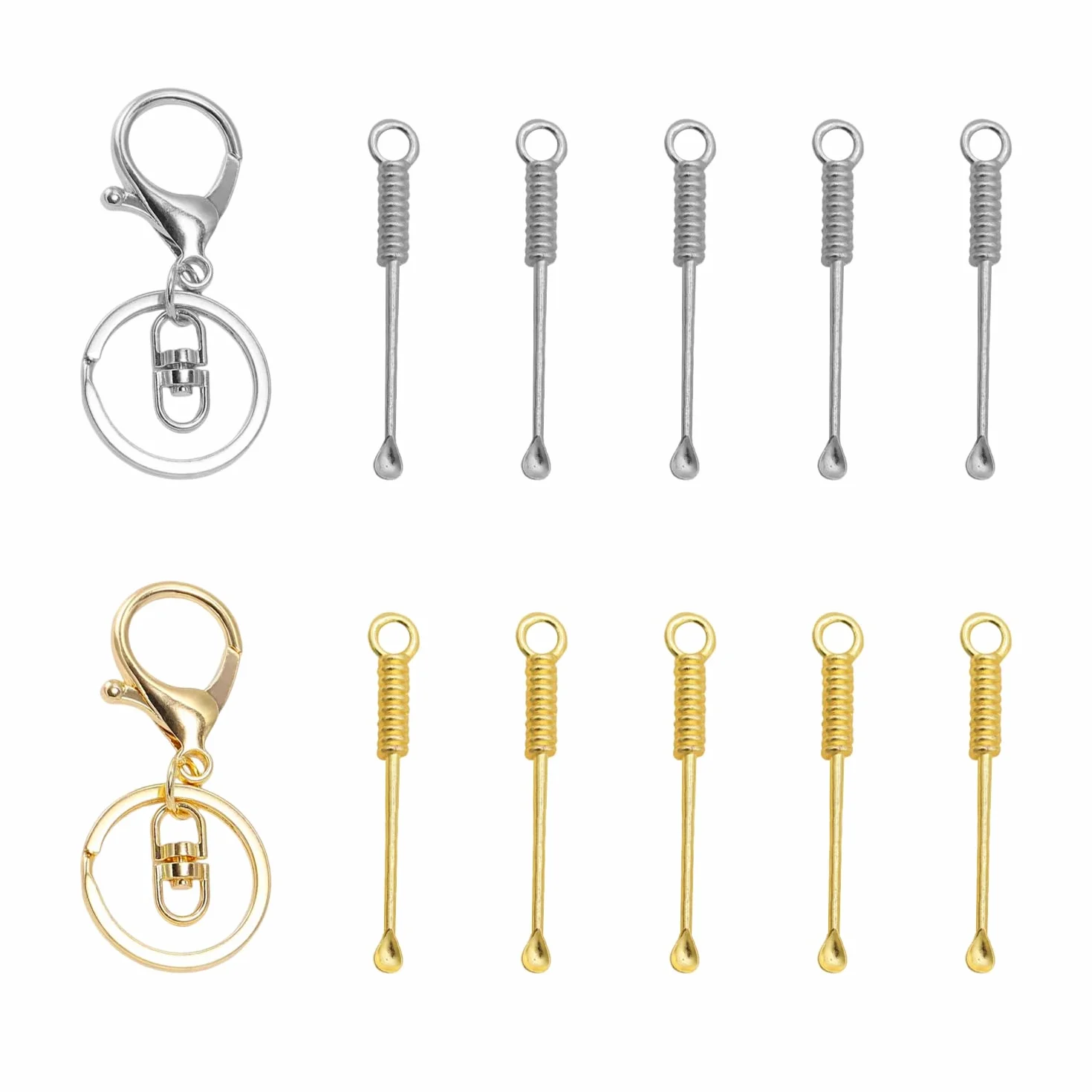 Cuillères Spéciales Poudre Médicale en Métal, Spoon 10 Parties avec Boucles Suspendues 2 Parties, Mini Cuillère Entrepôt Simple Outils Cuisine