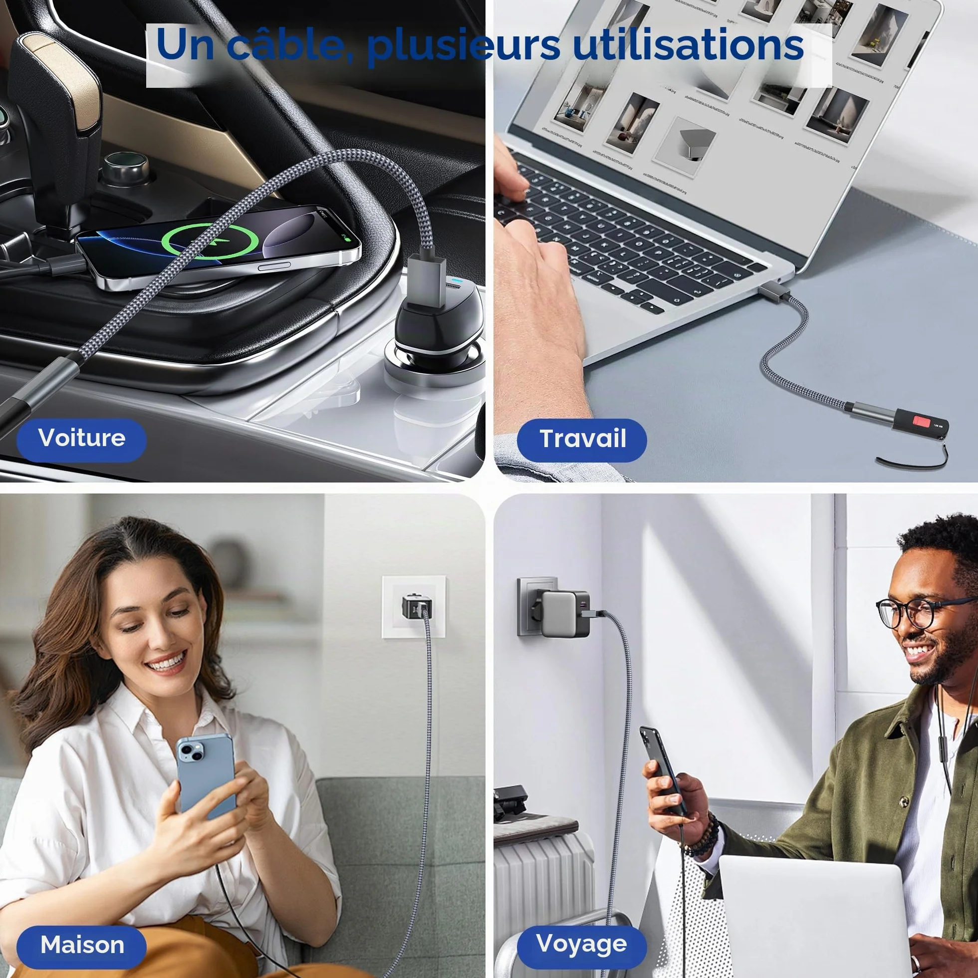 BASESAILOR Adaptateur Câble USB 3.0 vers USB C 0.2M 2Pack, Connecteur Type C Femelle vers Type A Mâle 5Gbps