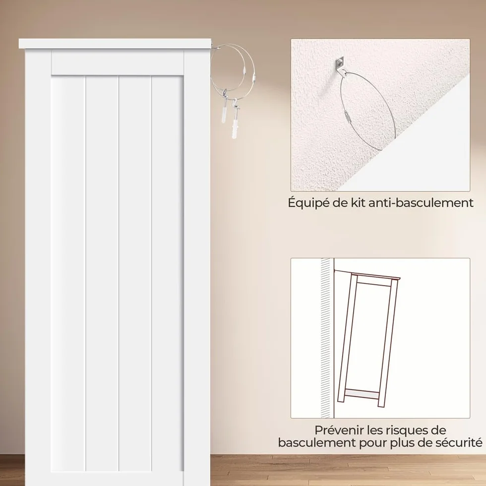 Yaheetech Meuble Salle de Bain Rangement, Armoire Toilette, avec 4 Tiroirs et 1 Large Placard, 1 Etagère Intérieure, 81 × 30 × 83 cm, Grande Commode Chambre Cuisine Blanc