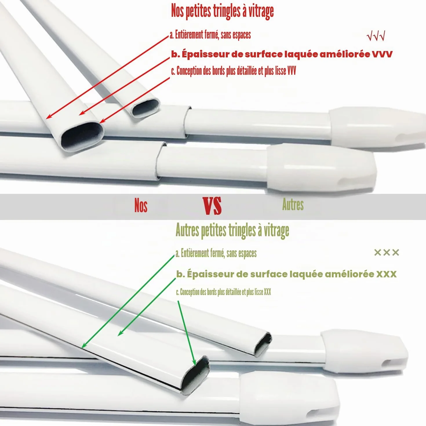 Tringle a Rideaux Extensible Sans Percage Réglable 30-50CM Blanc 2 Pièce
