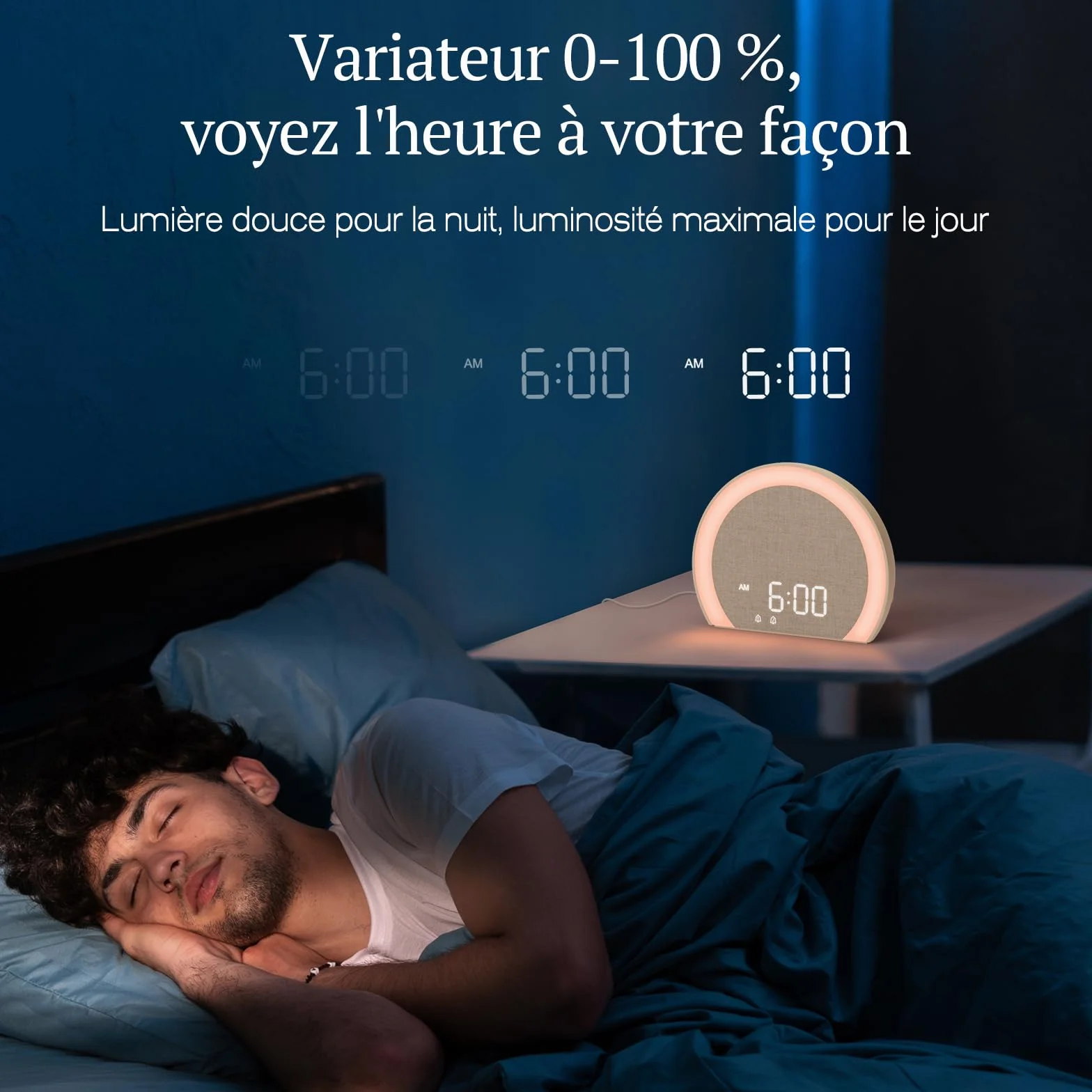 ANJANK Réveil lumineux avec Vibrations Puissantes Double Alarme 115 dB USB-C pour Sourds Enfants Adultes