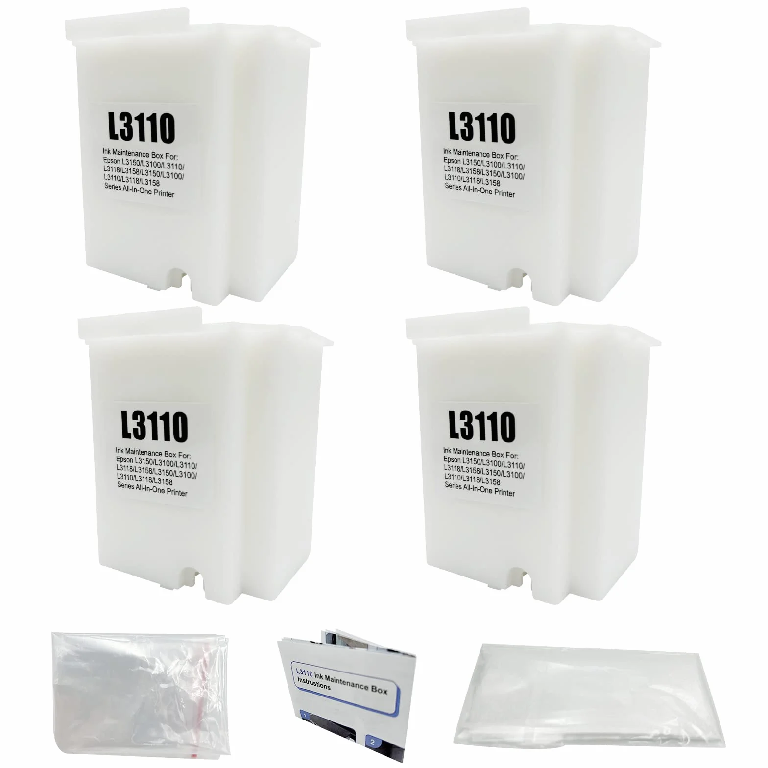 Lot de 2 réservoirs d'encre à déchets L3110 compatibles EcoTank ET-2810 ET-2812 ET-2814 ET-2803 ET-2710 ET-2712 ET-2714 ET-2715 ET-2720 ET-2726