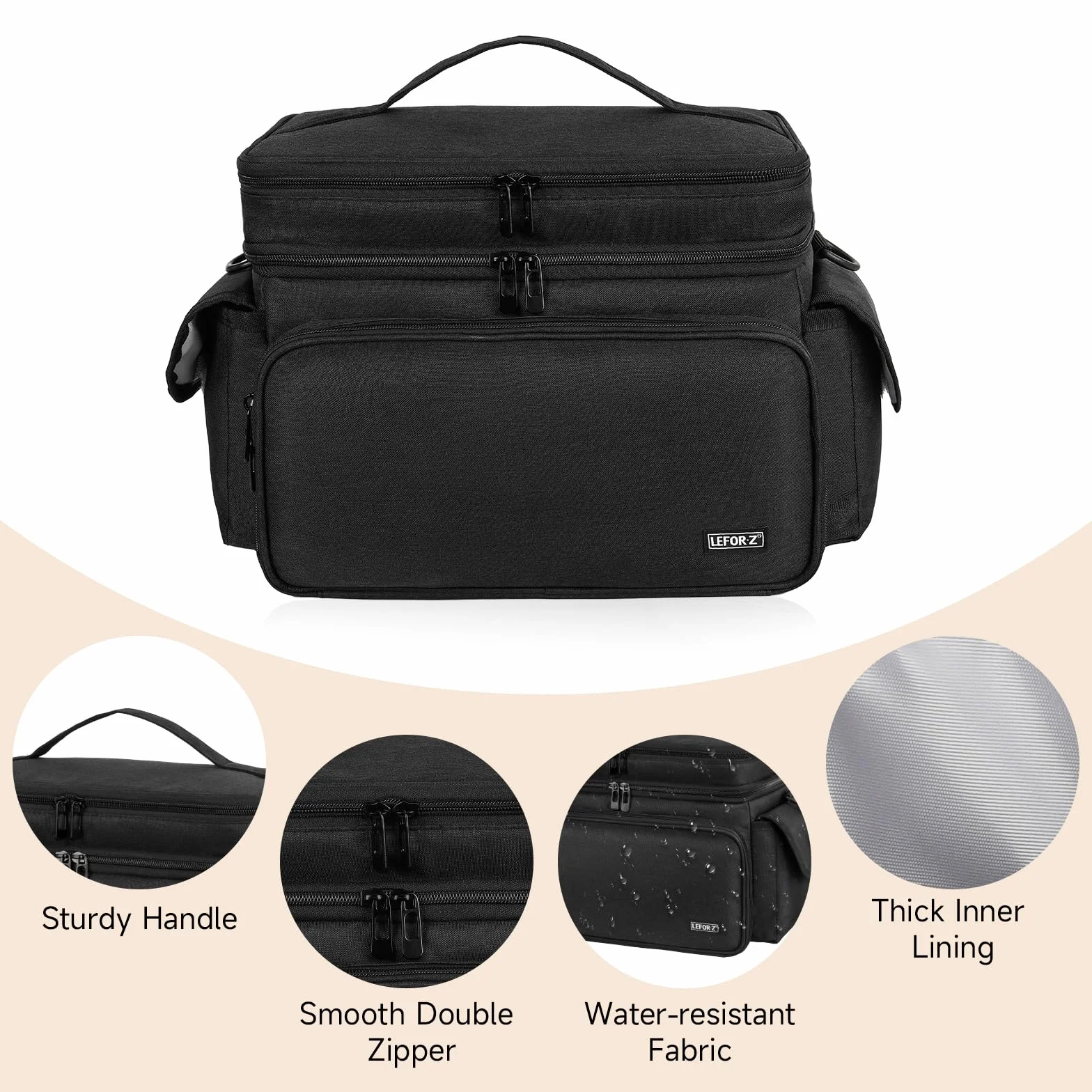Boite à Couture,Sac de Rangement Couture Double Couche,XL Organisateur de Fournitures de Couture,Boîte à Couture de Voyage Portable,Panier de Couture pour Outils de Couture,Noir (Sac Uniquement)