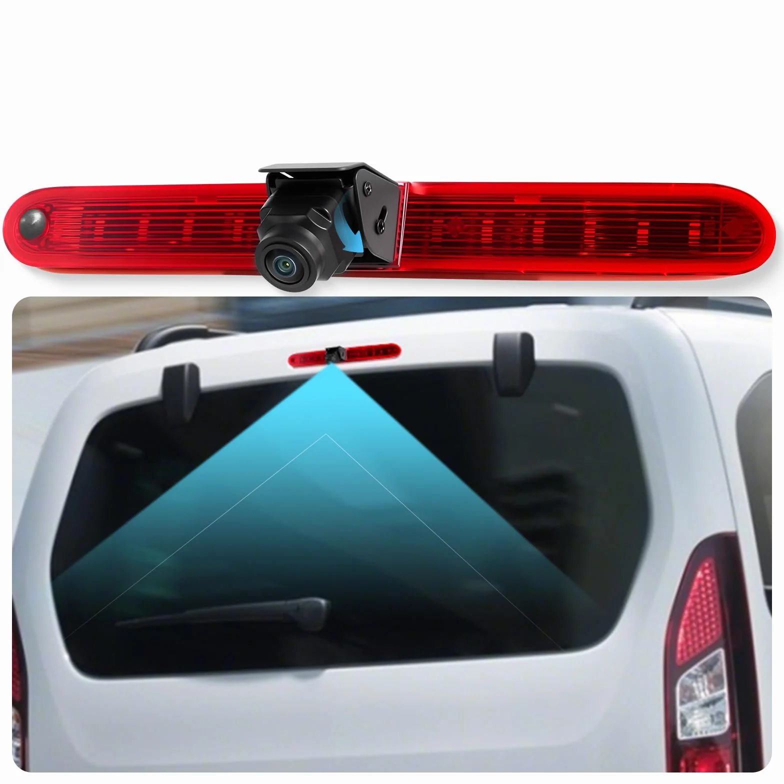 Hodozzy Kamera cofania do Peugeot Partner 2008-2020/Citroen Berlingo 2008-2020, kamera trzeciego stopu, IR noktowizor, wodoodporny IP67, regulowany kąt, z odwróconą linią