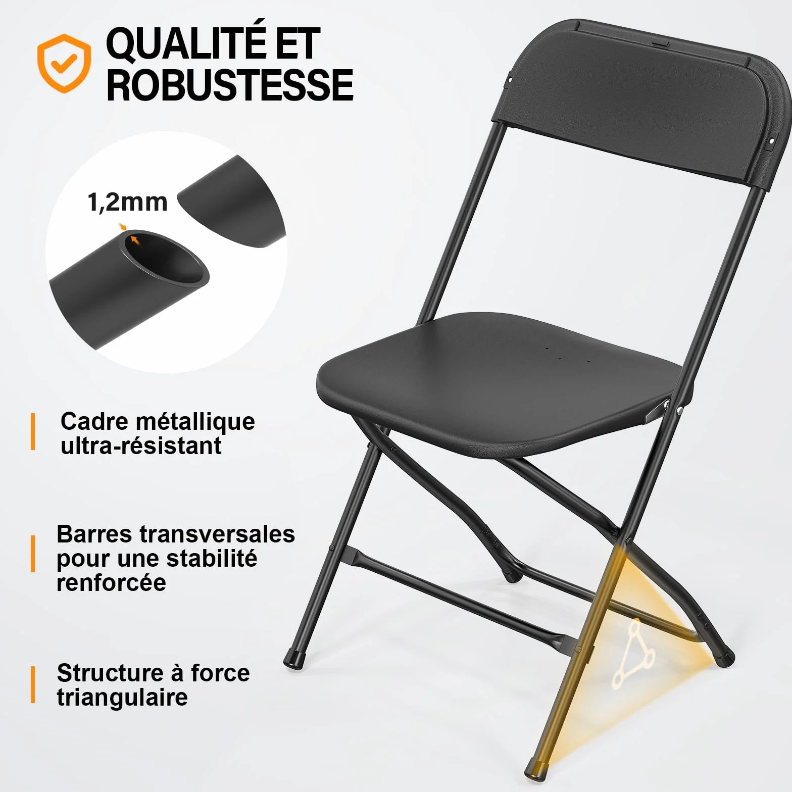 Bonnlo Chaise Pliante, Set de 6 Chaises de Jardin, Chaise Pliante Camping Balcon Jardin, Empilable, en Métal & Matière Synthétique, jusqu'à 158Kg, Noir