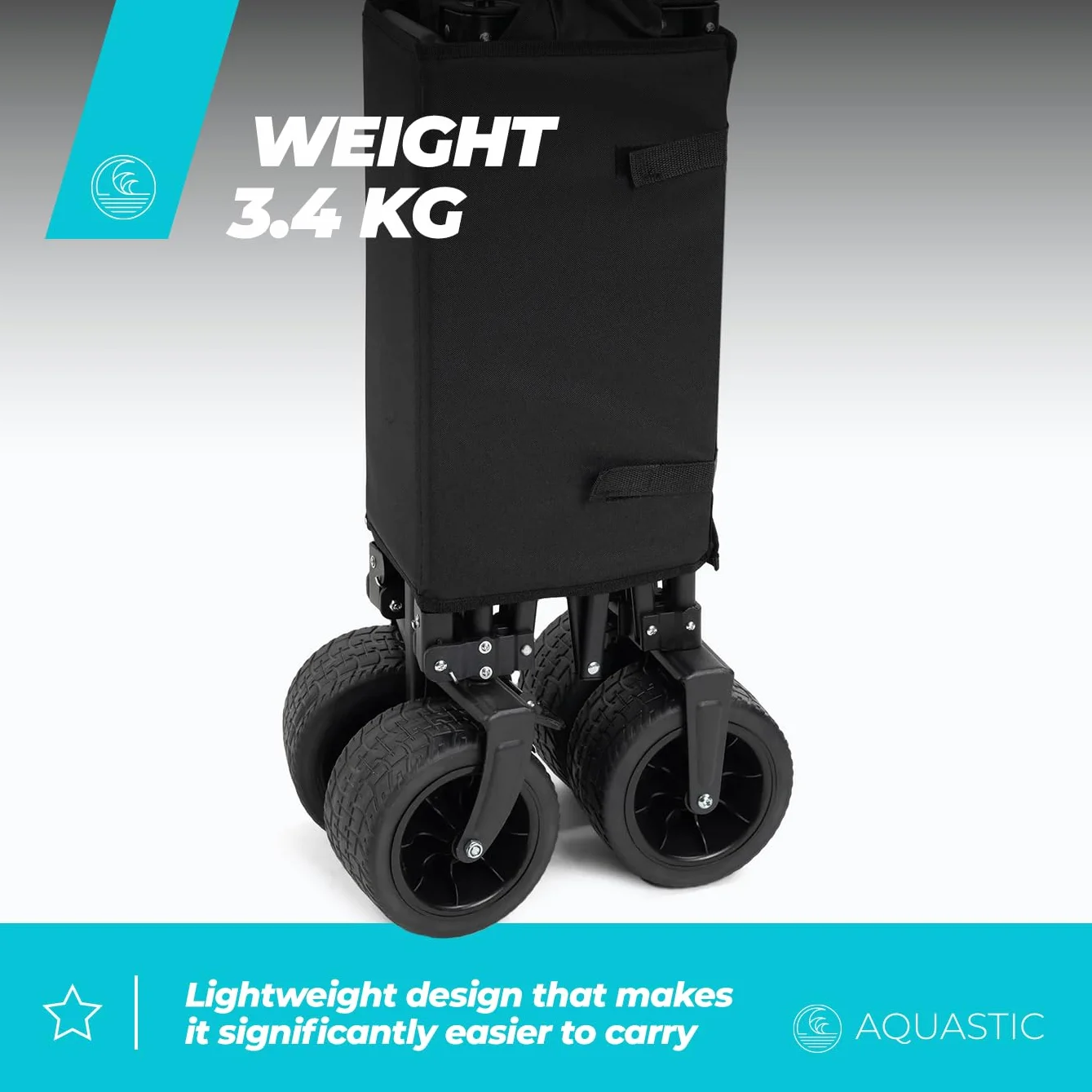 Aquastic Chariot Pliant Caro 90x47x55 cm Chariot De Transport Durable Grandes Roues 127L Noir