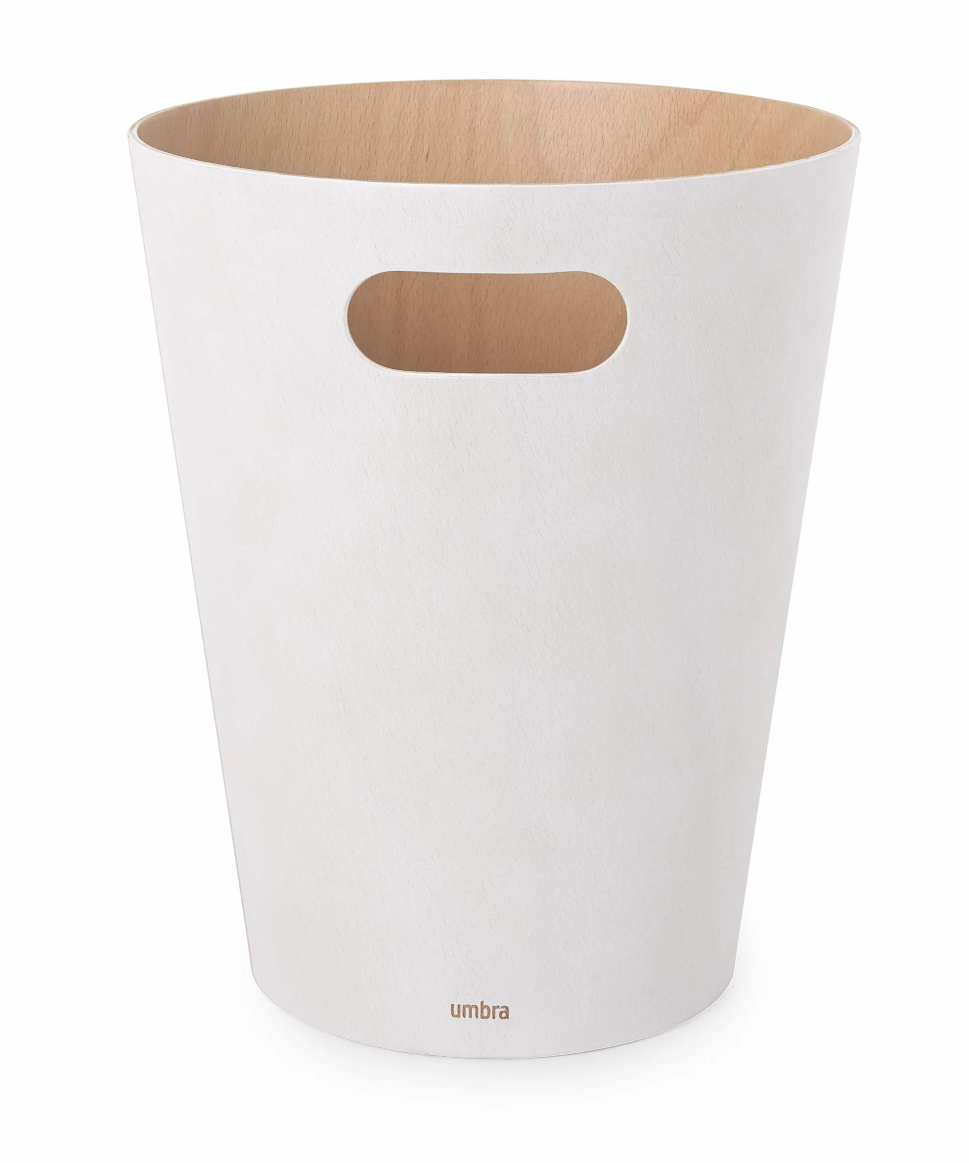 Umbra Woodrow Poubelle Corbeille À Papier Moderne Bois 7.5 L Salle De Bain Bureau Hêtre Commun Blanc/Naturel