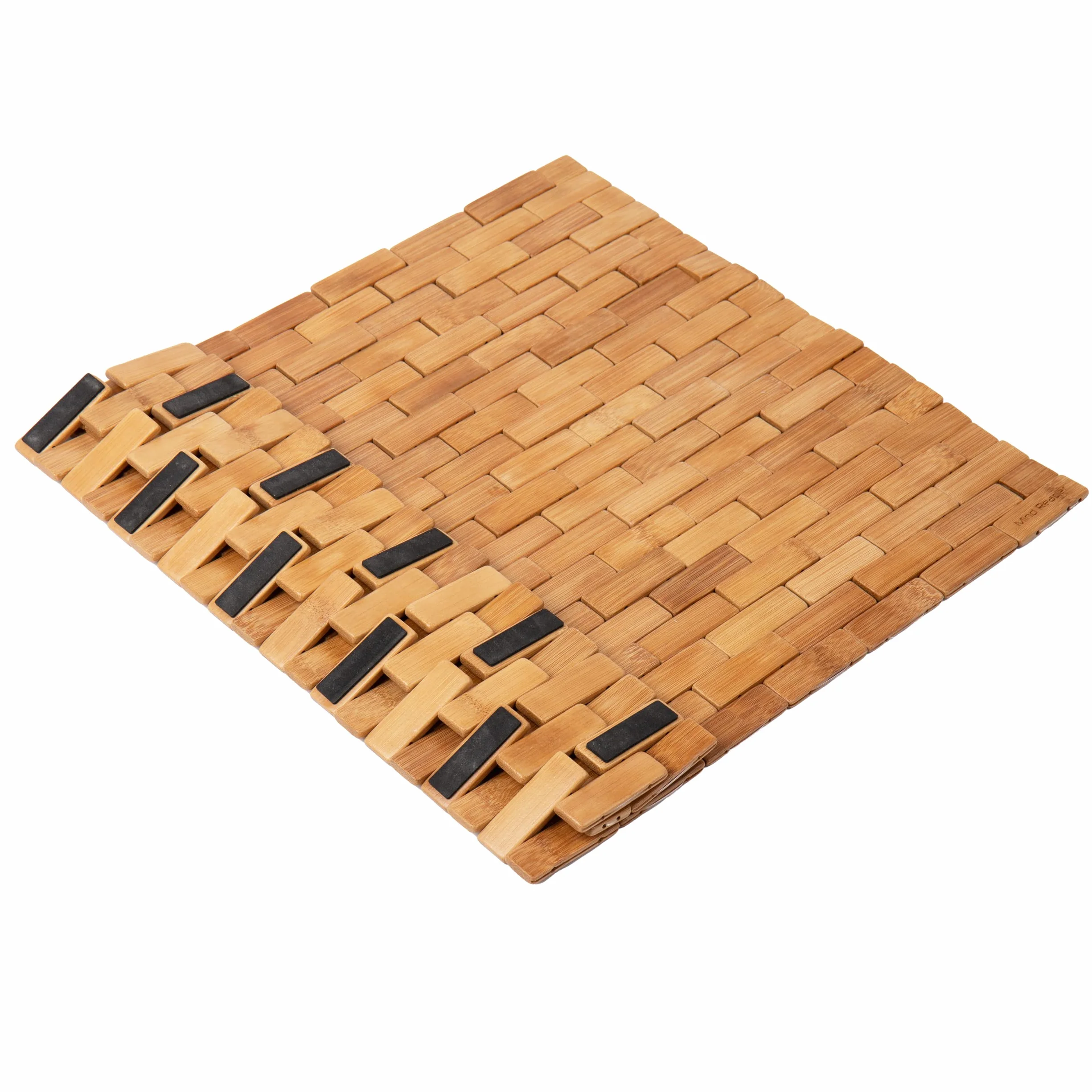 Mind Reader Tapis de Bain de Luxe en Bambou Enroulable 60 x 41 cm Marron