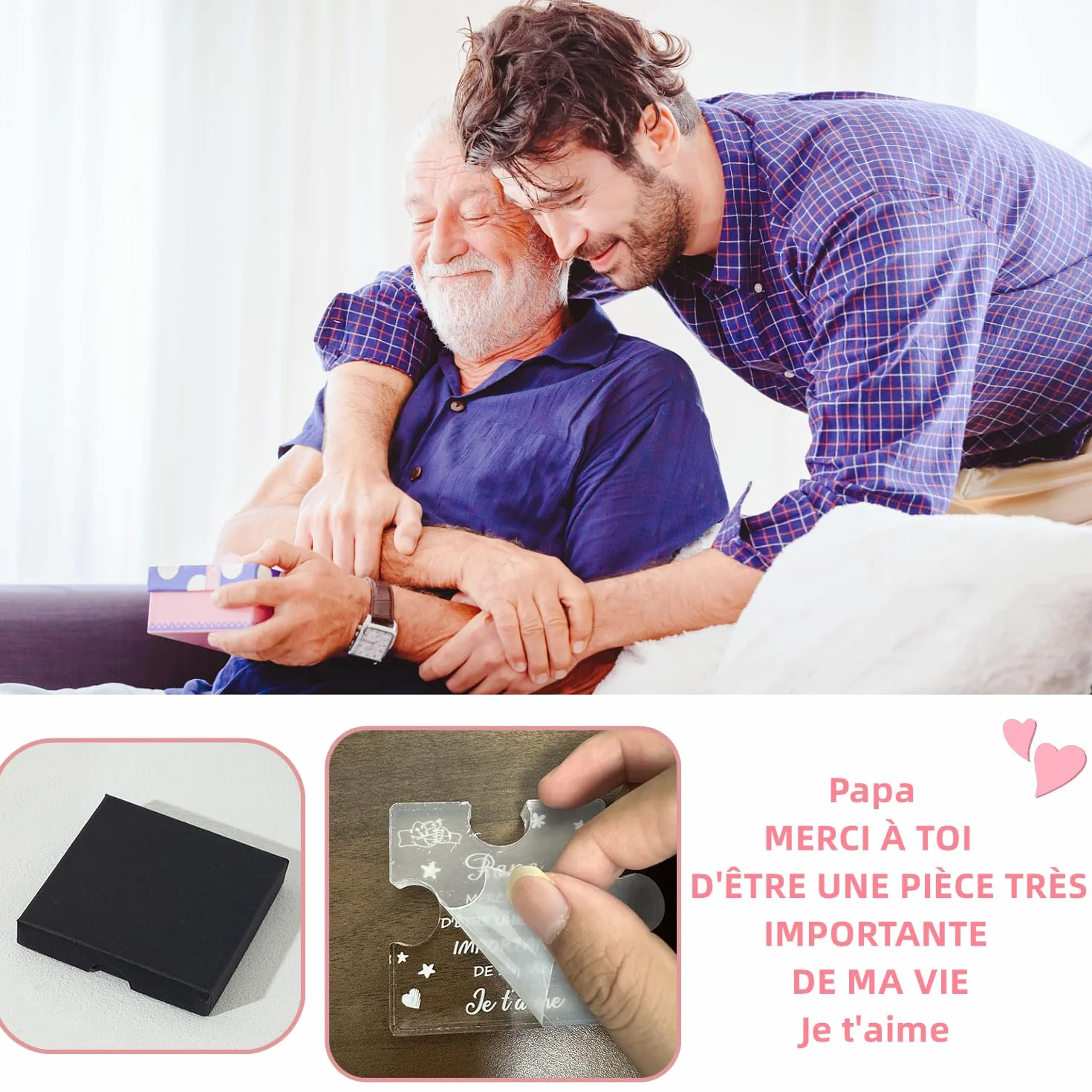 Cadeau Fête des Pères - Gravure Acrylique Bloc Puzzle pour Papa