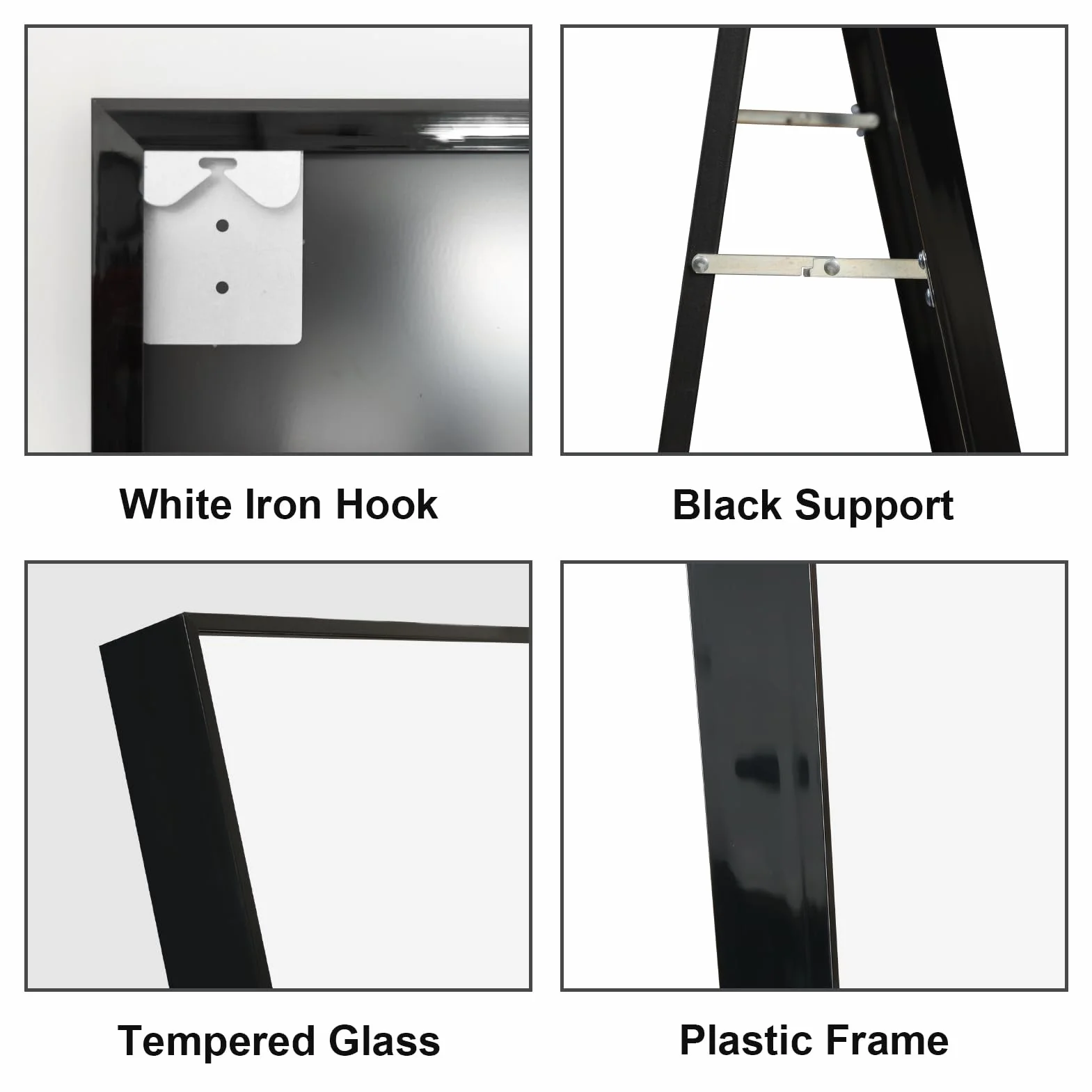 Miroir sur pied Noir 140 x 41 cm pour salon et chambre