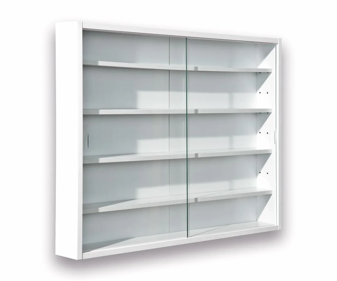 Inter Link - Vitrine Murale pour Objets de Collection – Armoire de rangement avec 4 étagères – 5 Compartiments - pour Miniatures - MDF -Blanc (80x60x9.5 cm) Compilati