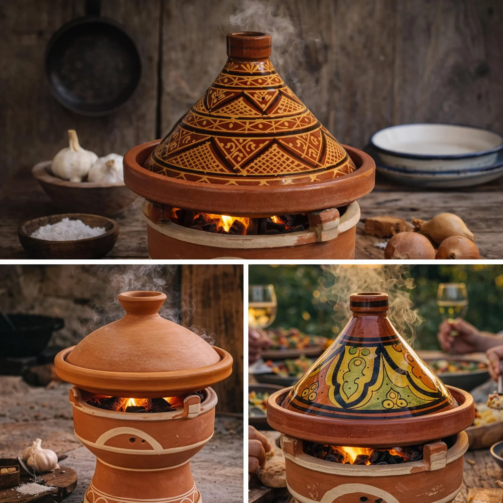 Casa Moro Charbon de bois marocain Majmar - Diamètre : 30 cm - Hauteur : 25 cm - Pour tajines - Diamètre : 24-27 cm - Artisanat de Marrakech - TA7120