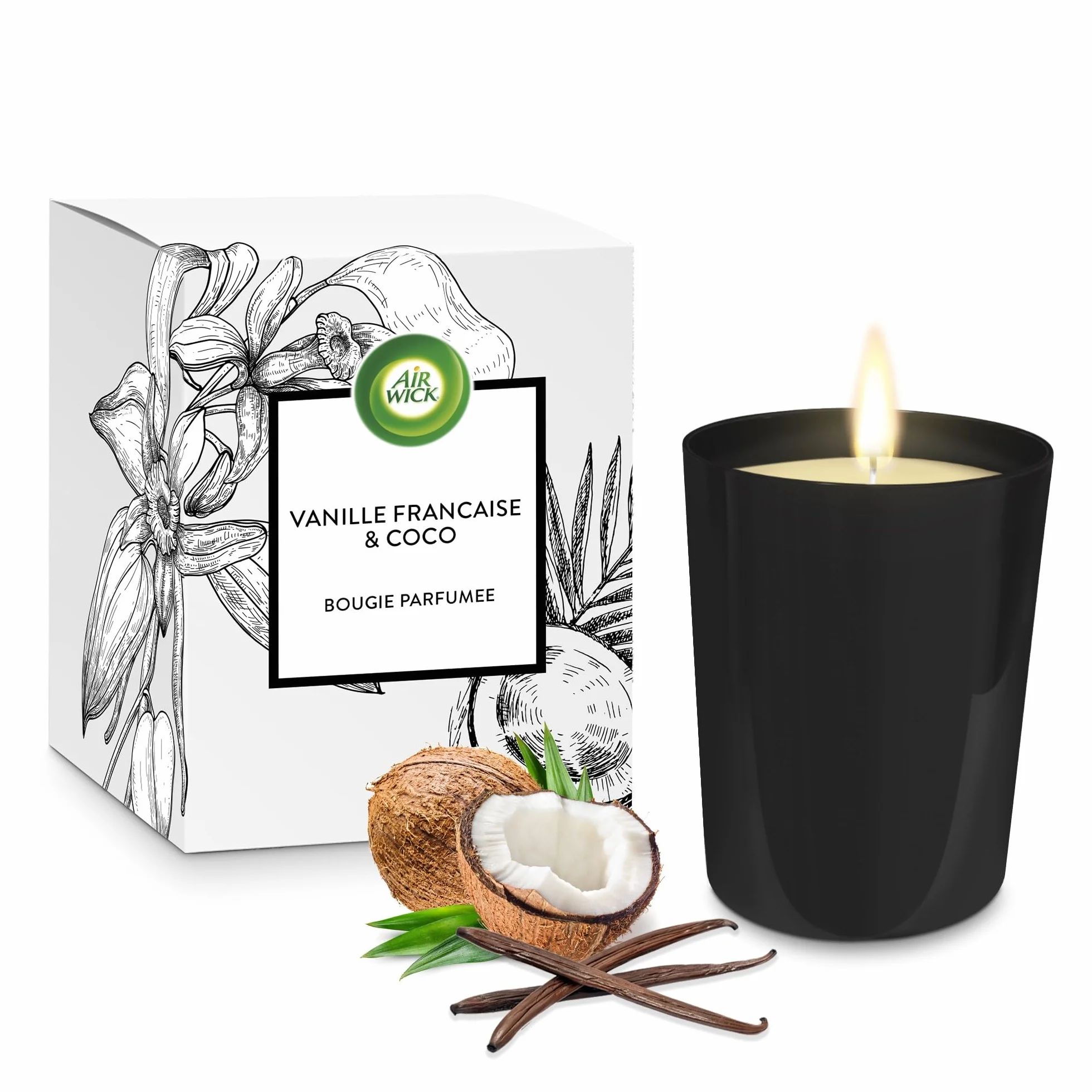 Air Wick Bougie Parfumée Vanille et Coco – 40h de Combustion