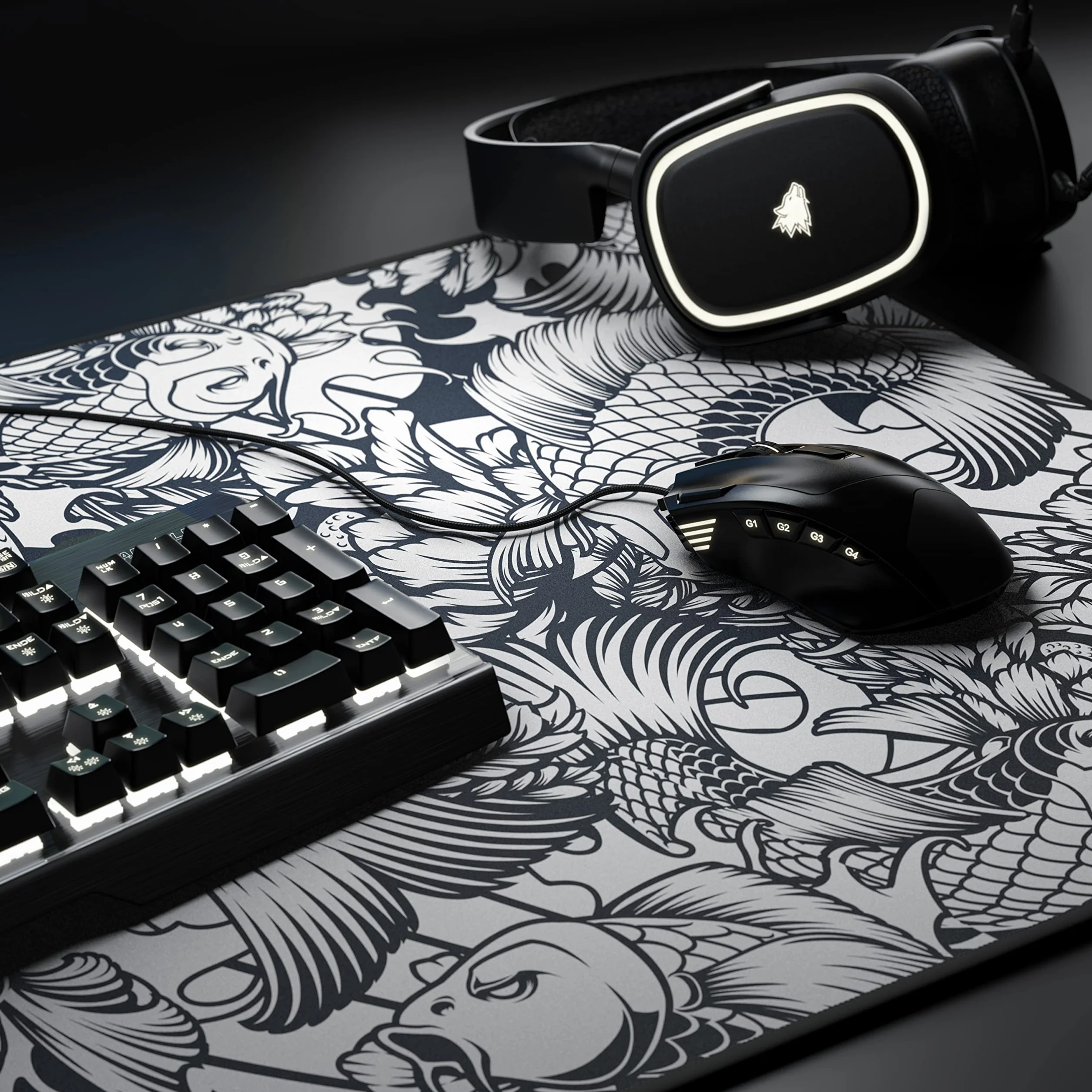 TITANWOLF Tapis de Souris Gaming XXL 900x400mm, Mouse Pad Bureau Gamer Extra Large Tissu Antidérapant Haute Précision