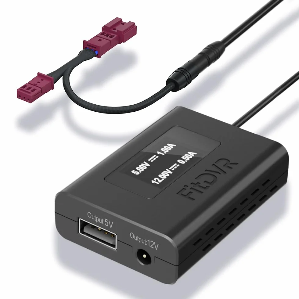 Dash Cam Adapter zasilania (3-Pin) Nadaje się do podwozia BMW i MINI, Wyświetlacz LED Zasilanie USB, Podłącz do czujnika deszczu, wyjście 5V 12V, Łatwe w instalacji, D3-024