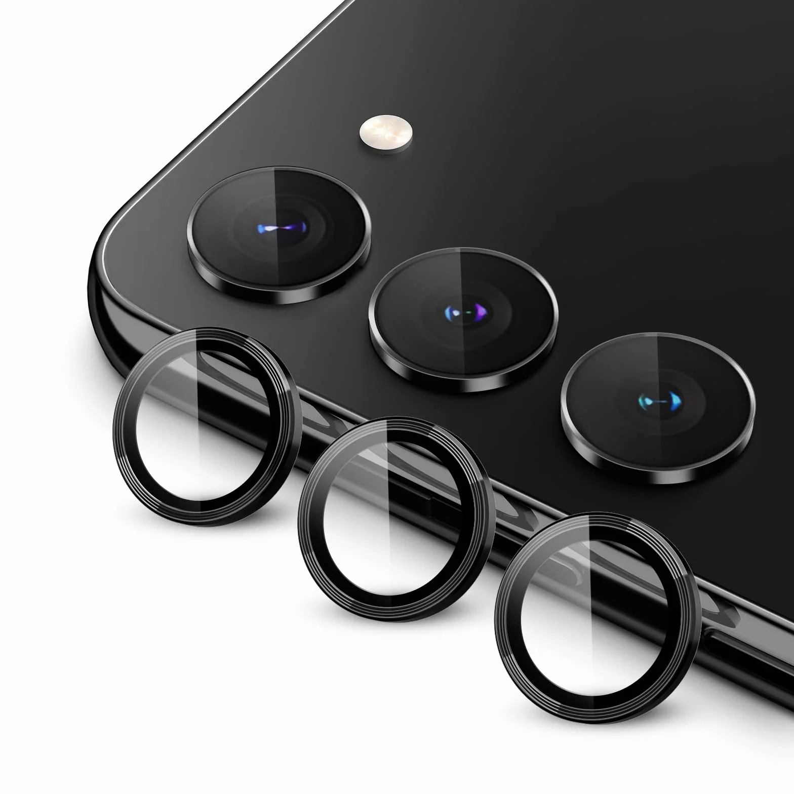 JETech Ochraniacz Obiektywu Aparat dla Samsung Galaxy S23 5G 6,1 Cala / S23 Plus 5G 6,6 Cala, 9H Szkło Hartowane Metalowy Pierścień Cover, Narzędzie Łatwej Instalacji, 1 Komplet(Czarny)