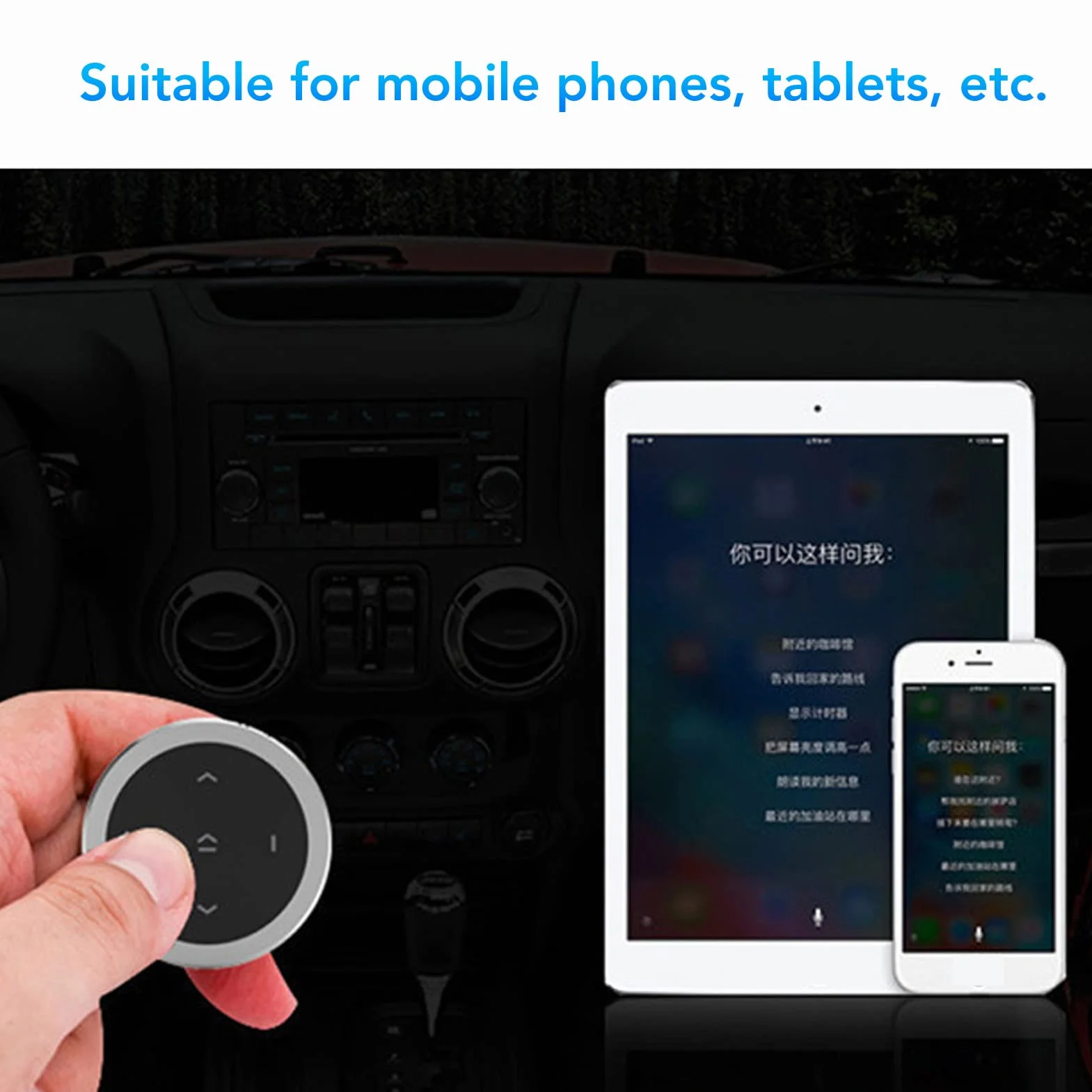 Bezprzewodowy Pilot Bluetooth z Przyciskiem Multimedialnym do Kierownicy Samochodu, Uruchamianie Siri, Sterowanie muzyką, Selfie, Kompatybilny z IPhonem i Androidem