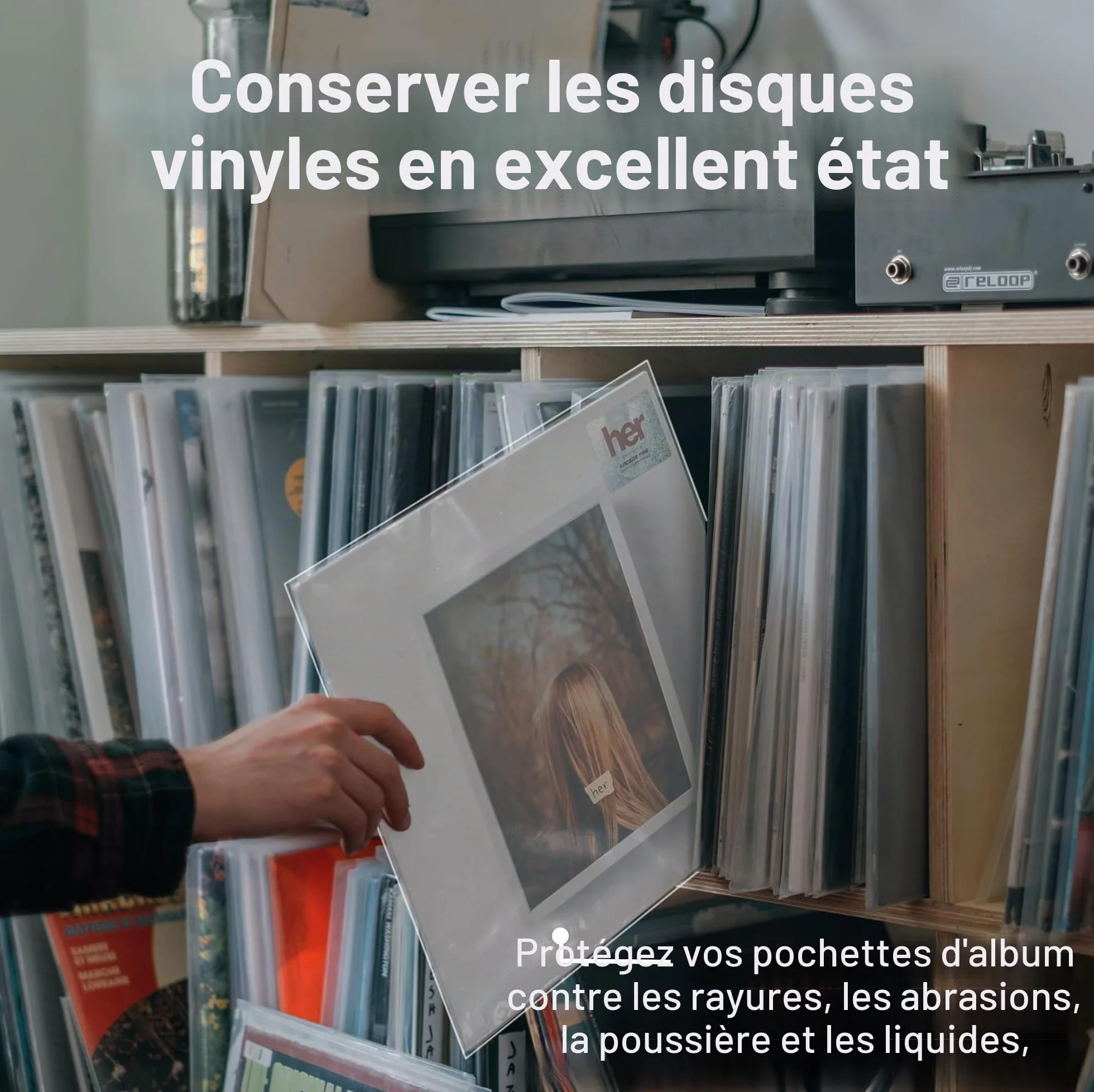 Pochette Vinyle 33 Tours Extérieur 12 Pouces, 50 x Pochette Protection Vinyle Transparente en Polypropylène Durable