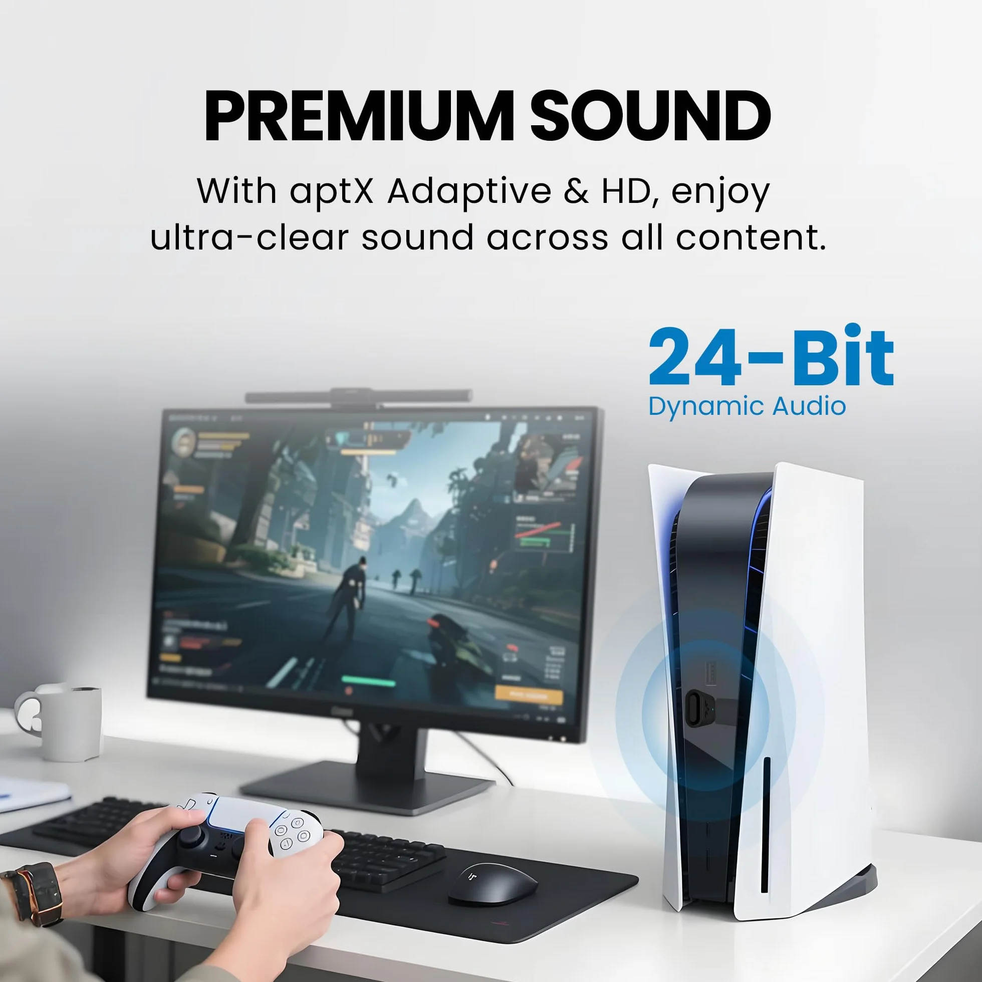 Avantree C81-Gaming – adapter audio USB-C Bluetooth 5.3 do PS5, chip Qualcomm, aptX Adaptive i HD, wysokiej jakości dźwięk, działa z AirPods, słuchawkami Bose i innymi
