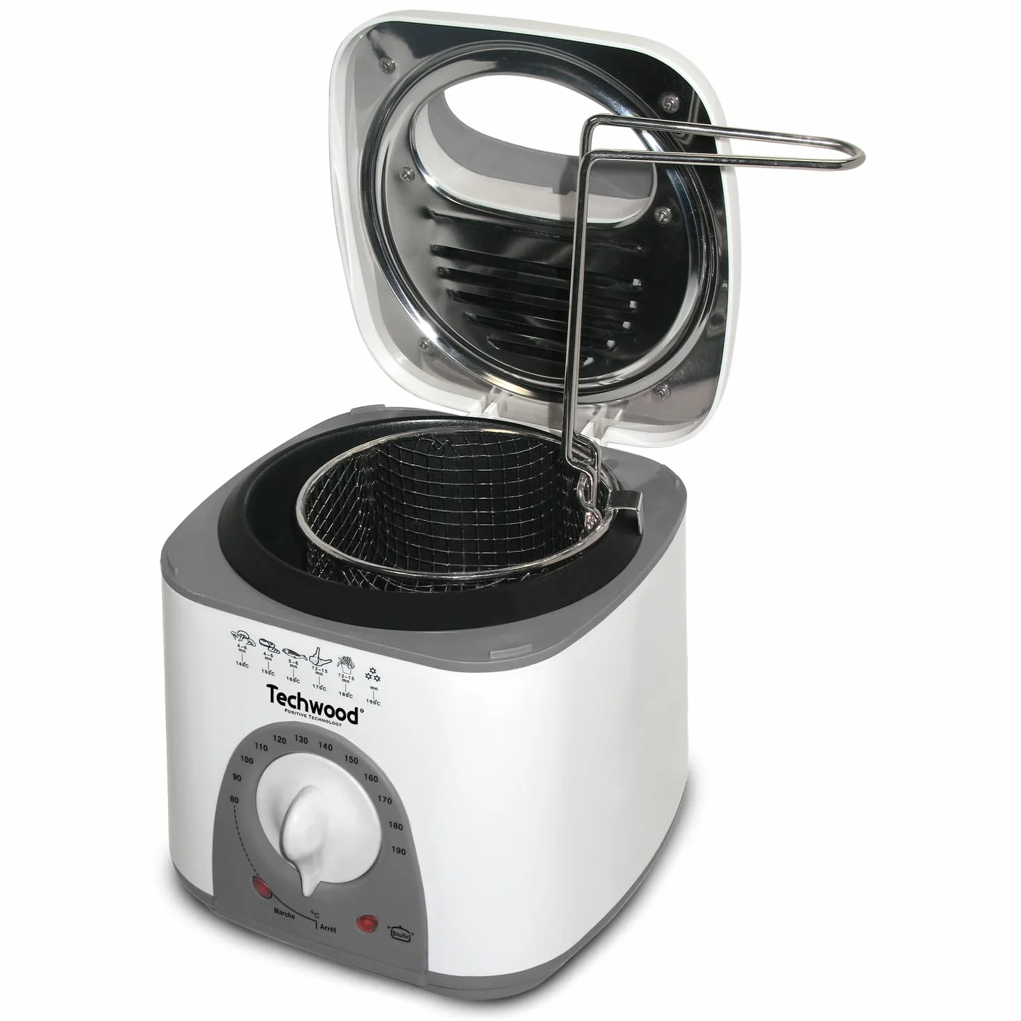 Fondue/Friteuse 1 L - Techwood TFF-81 - Puissance 950W - thermostat réglable de 80 à 190°C - Panier à friture-poignée détachable