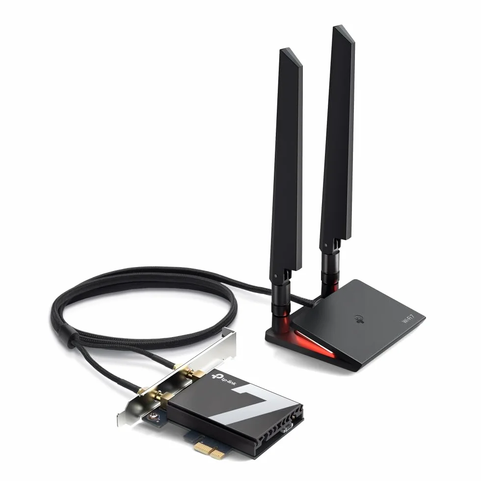 TP-Link Archer TBE550E karta Wi-Fi do PC, Tri-Band BE9300 Wi-Fi 7 Bluetooth 5.4 PCIe, WPA3, wielokolorowa dioda LED, tylko do Windows 11 (64-bitowy)