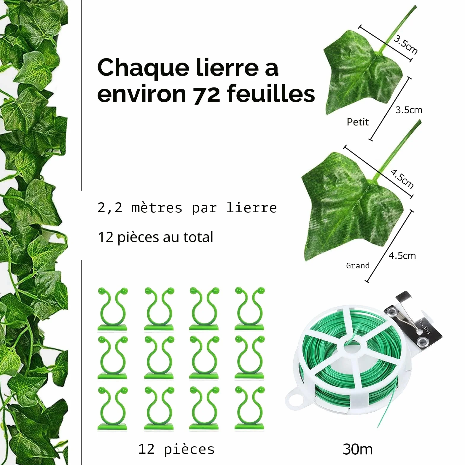 Noa Home Deco Lierre Artificiel 12 Pièces Plante Artificielle Exterieur Interieur Fausse Plante Tombante Décoration