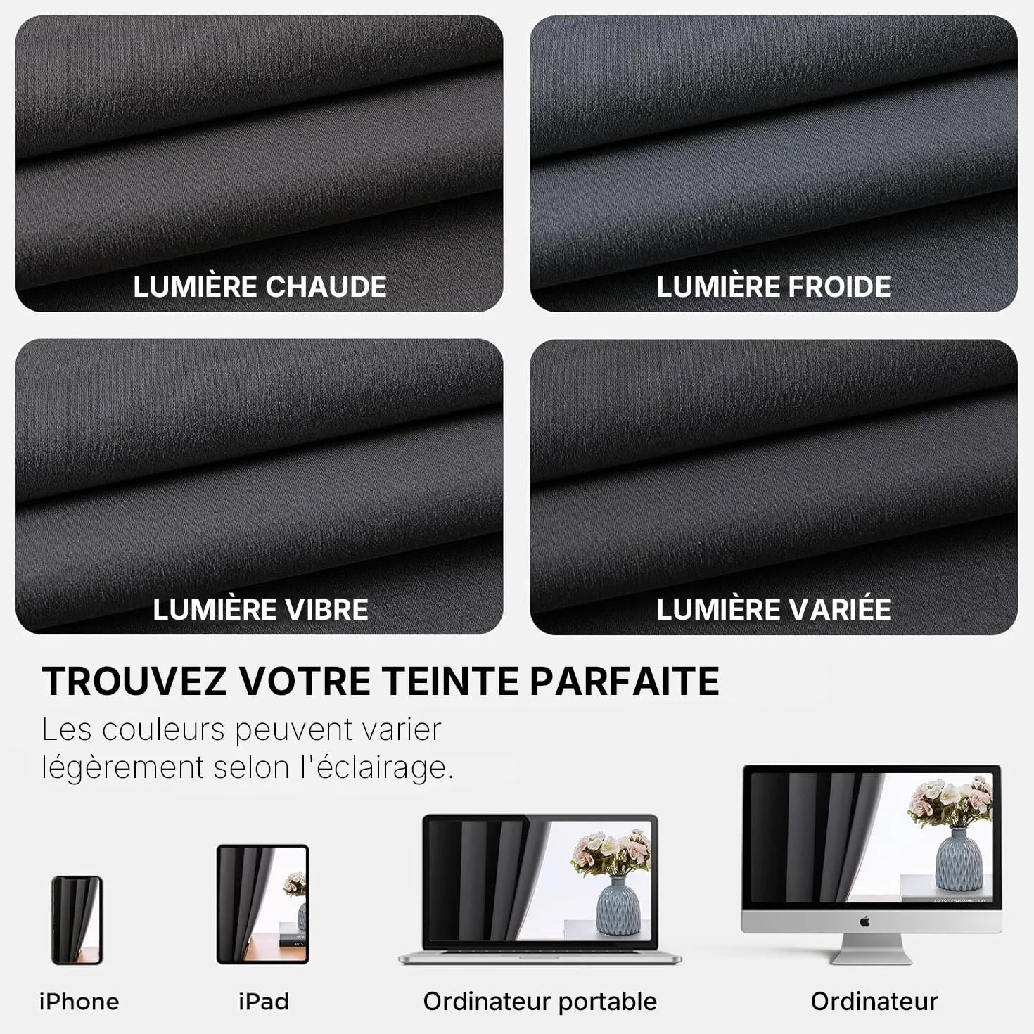 Joydeco Rideau Occultant 2 Pièces L 140 x H 145 Gris Foncé Anti Chaleur Anti UV Isolation Lumière