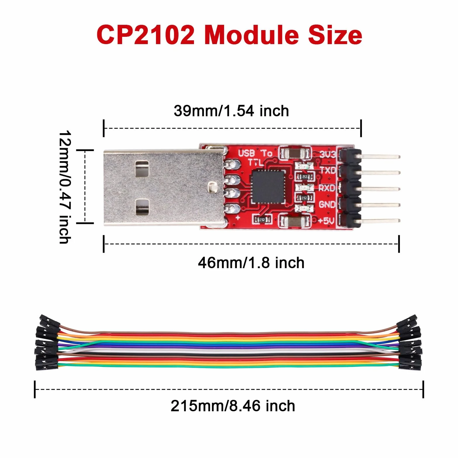 RUIZHI CP2102 USB to Serial Module 2 Pieces CP2102 USB to TTL Converter with Jumper for 3.3V 5V Arduino STC
