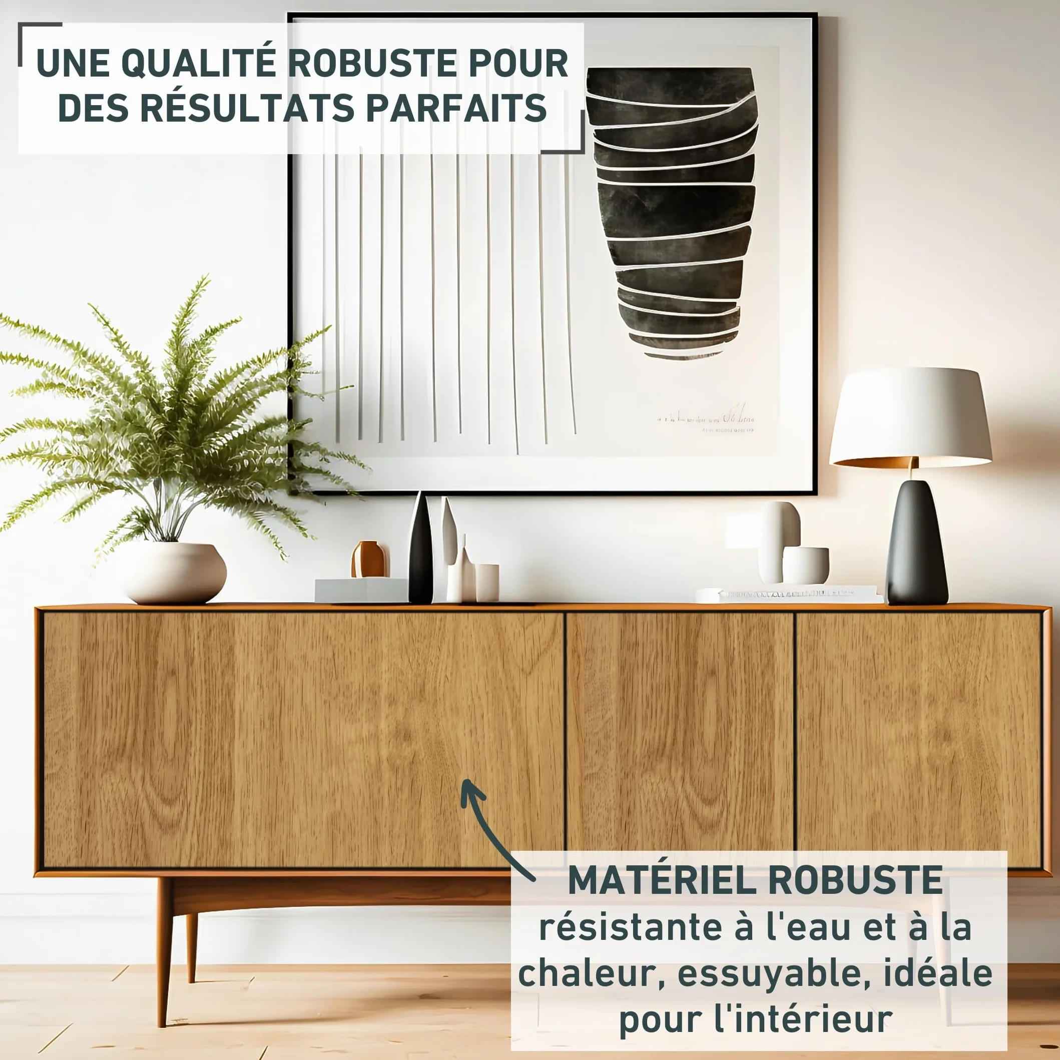 Venilia Papier adhésif Chêne clair Aspect bois Marron 45 cm x 3 m Épaisseur 95μ Film autocollant PVC sans phtalates Fabriqué en UE