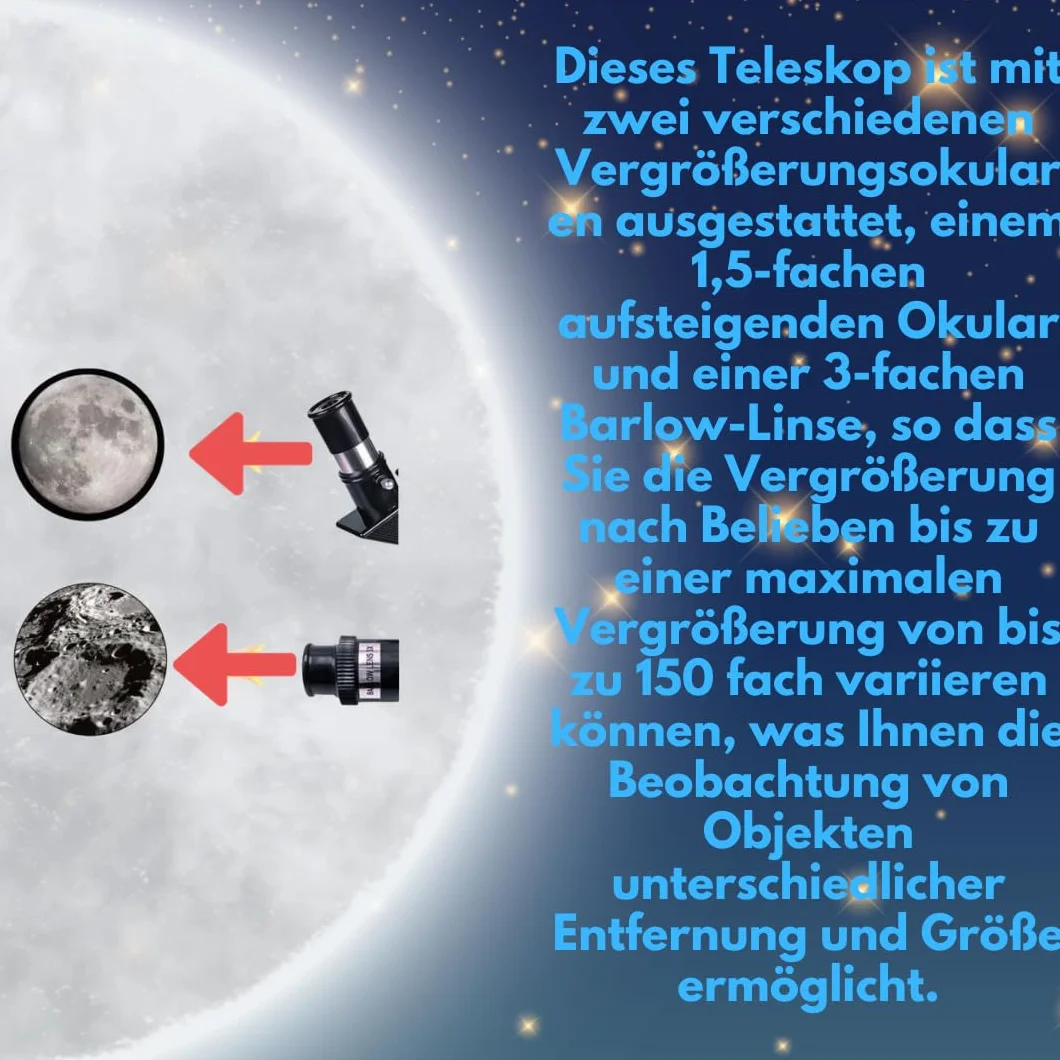 iLogic Teleskop astronomiczny z soczewką Barlow X3 i dwoma okularami powiększającymi do powiększenia od x18 do x180! luneta refraktorowa + okulary + akcesoria teleskopowe iLogic F30070M