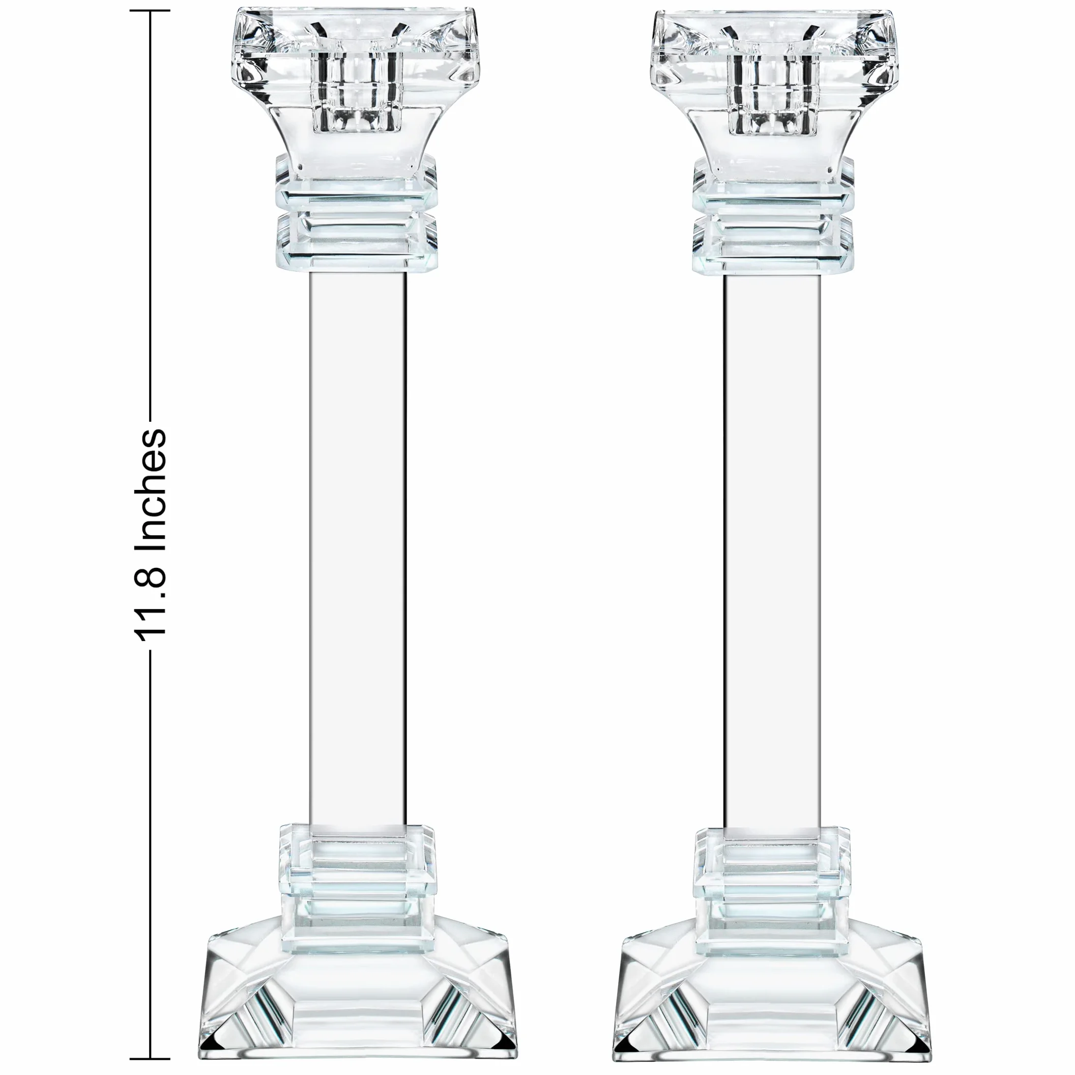 Lot de 2 bougeoirs en Cristal de 30 cm de Haut – Décoration d'intérieur Ultra élégante et Moderne