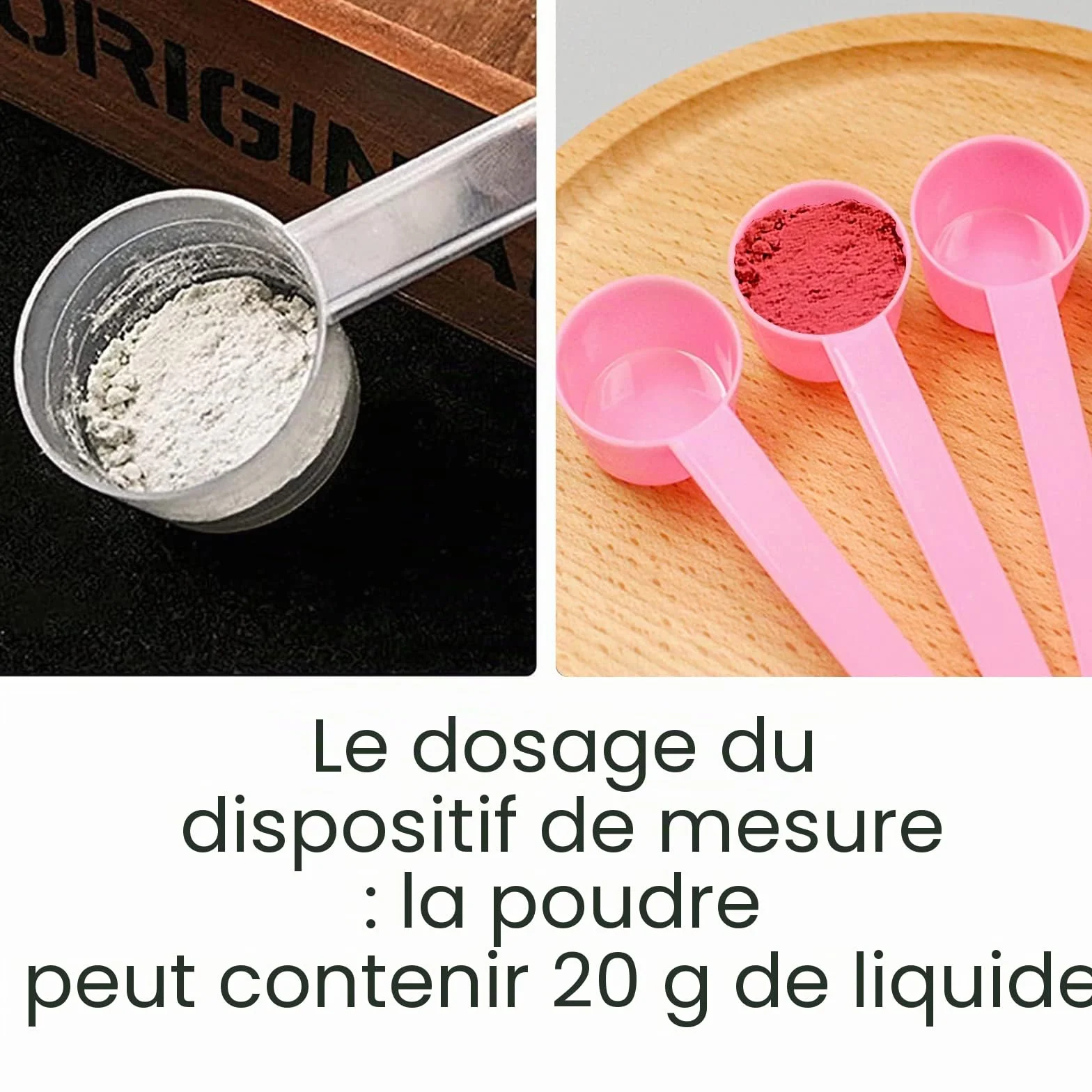 Cuillère doseuse de mesure 5 g, transparente avec graduation 2-4 g, 1 pièce