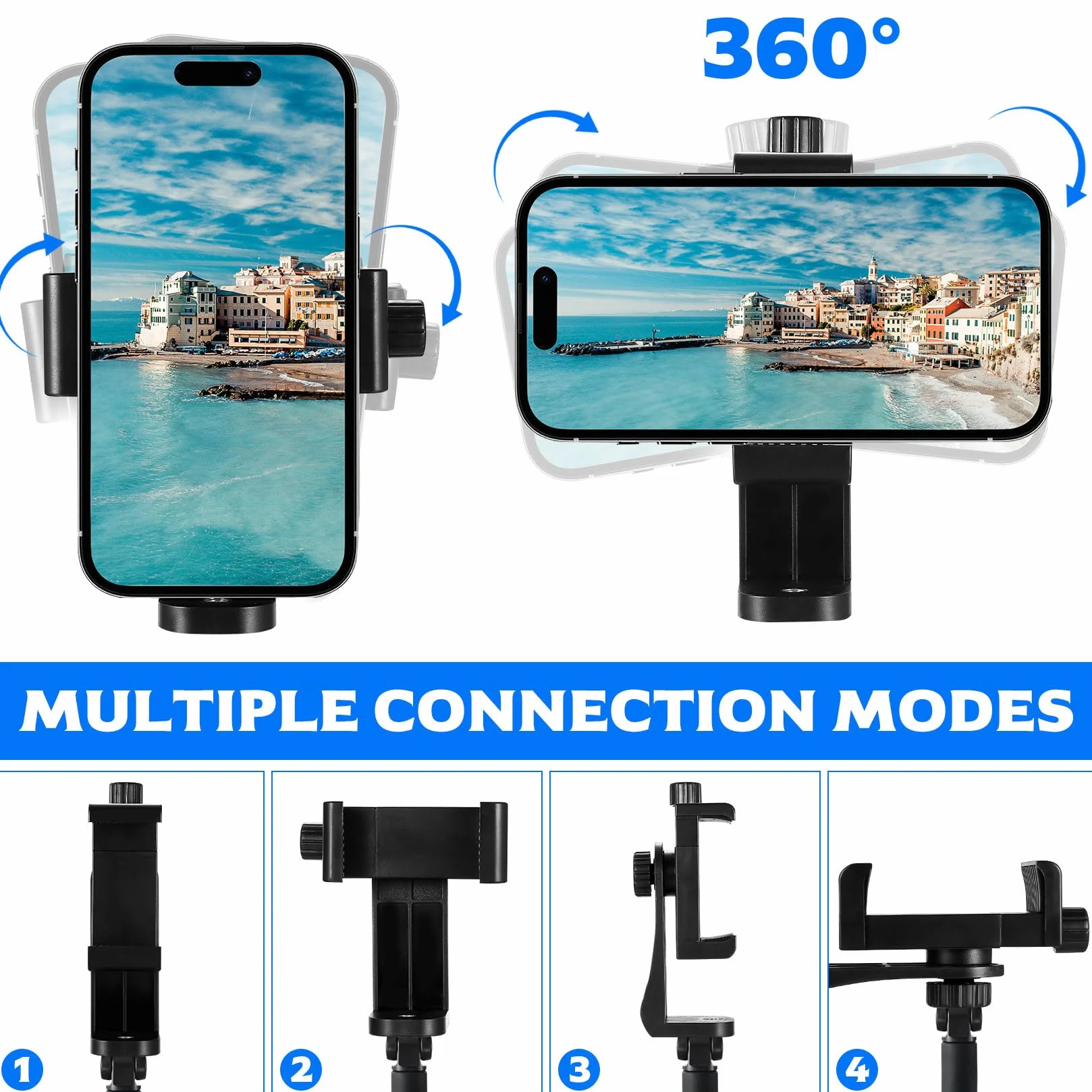 2 sztuki uchwyt na telefon komórkowy, statyw, uchwyt adaptera, obrót o 360°, pionowy i poziomy uchwyt na telefon komórkowy, akcesoria do selfie kijek do statywu monopodowego, kompatybilny z iPhone