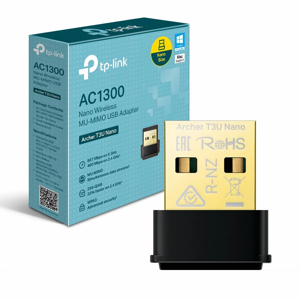 TP-Link Archer T3U Nano Clé WiFi AC1300Mbps, Adaptateur USB WiFi Bi-Bande MU-MIMO