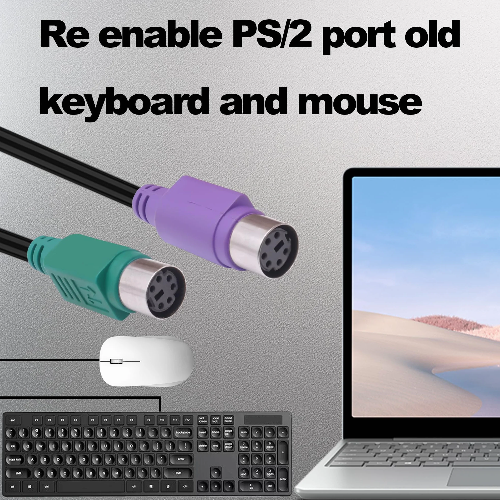 Câble adaptateur USB vers double PS/2 pour clavier PS2 femelle vers USB 2.0 mâle 18 cm
