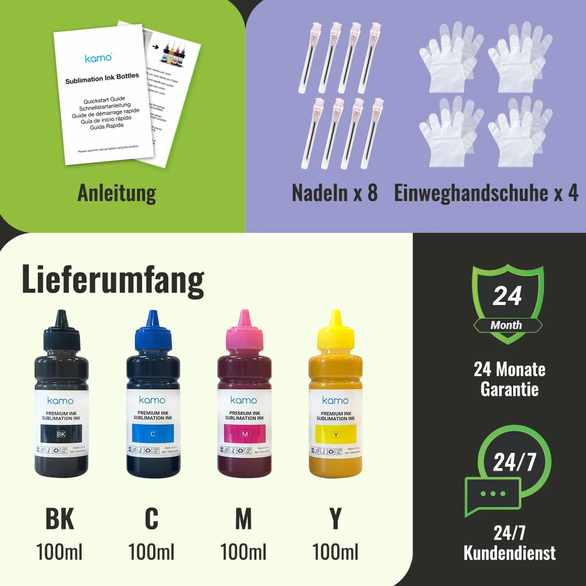 Kamo Encre de Sublimation Transfert Presse à Chaud pour Epson EcoTank ET-2720 ET-2760 ET-2800 ET-2803 ET-2850