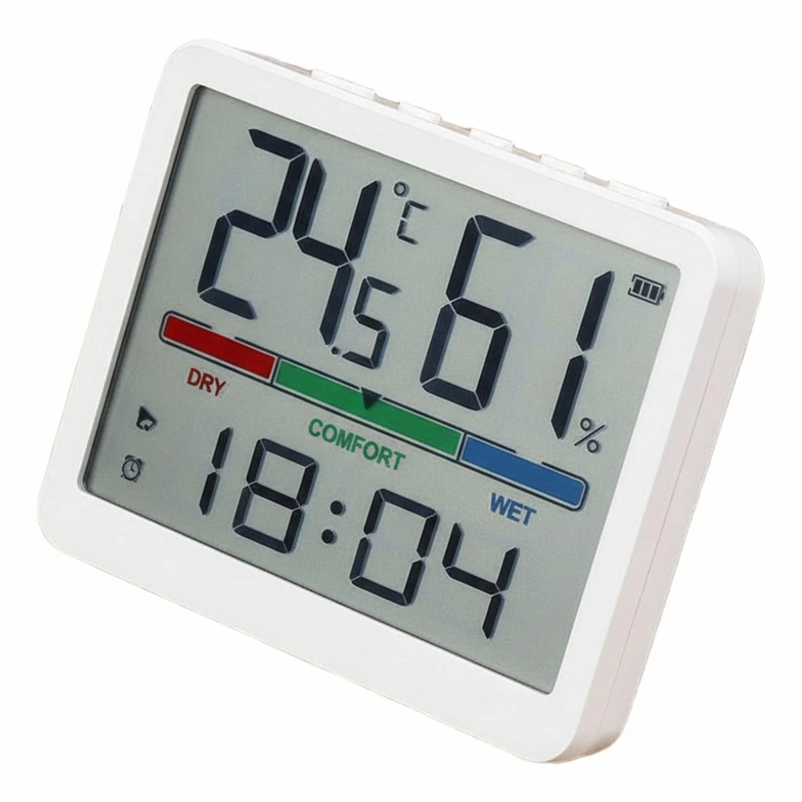 Horloge LCD multifonction thermohygromètre numérique mural avec alarme, 9,4 x 1,6 x 7,7 cm noir