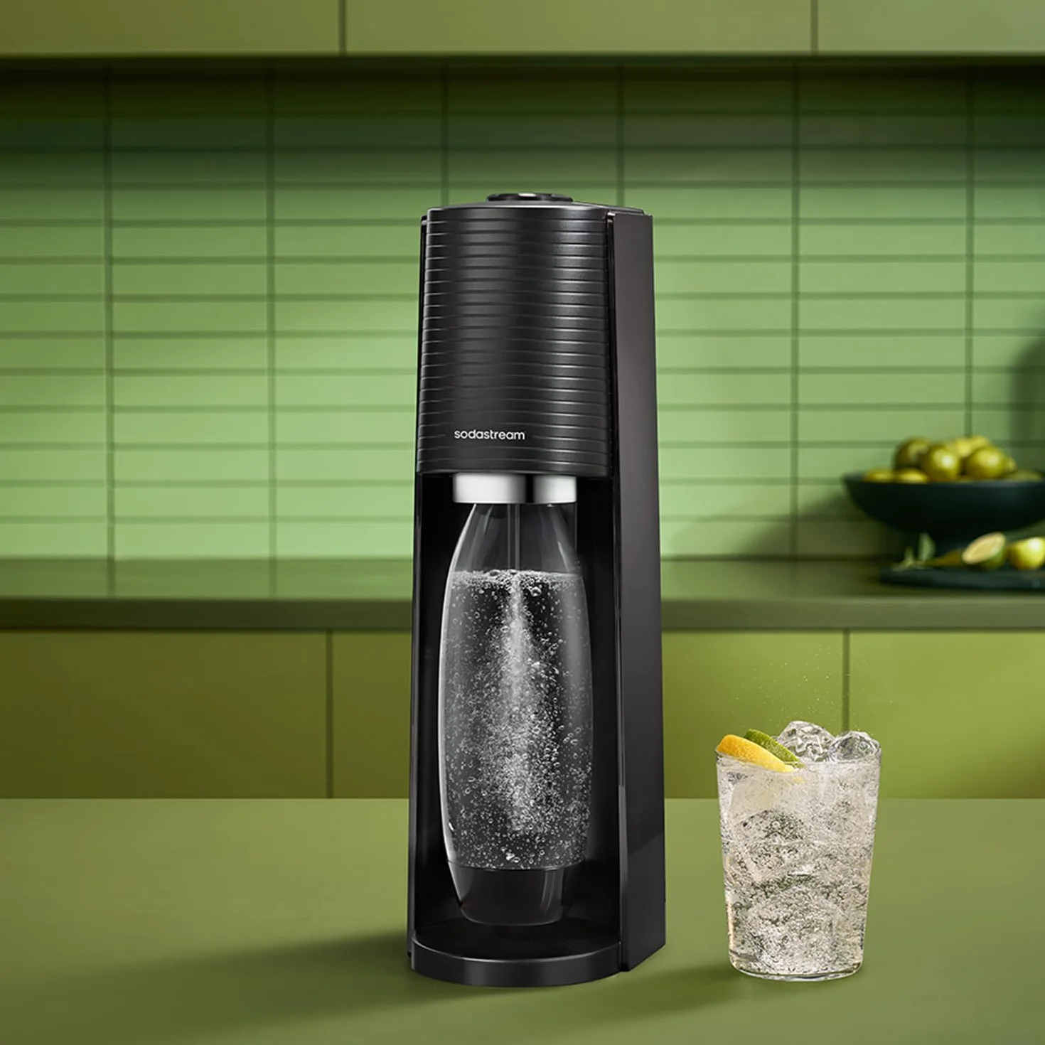 Sodastream Terra Machine à eau pétillante CO₂ Quick Connect 60L 2 bouteilles 1L 1 bouteille 0,5L sans BPA noir