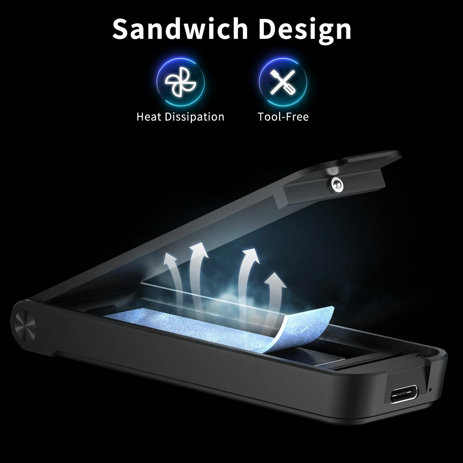 FIDECO Obudowa M.2 NVMe, obudowa USB 3.2 Gen 2 NVMe SSD, adapter PCIe NVMe do kluczy M i M+B, konstrukcja w stylu kanapkowym, instalacja bez narzędzi, obsługa UASP i TRIM