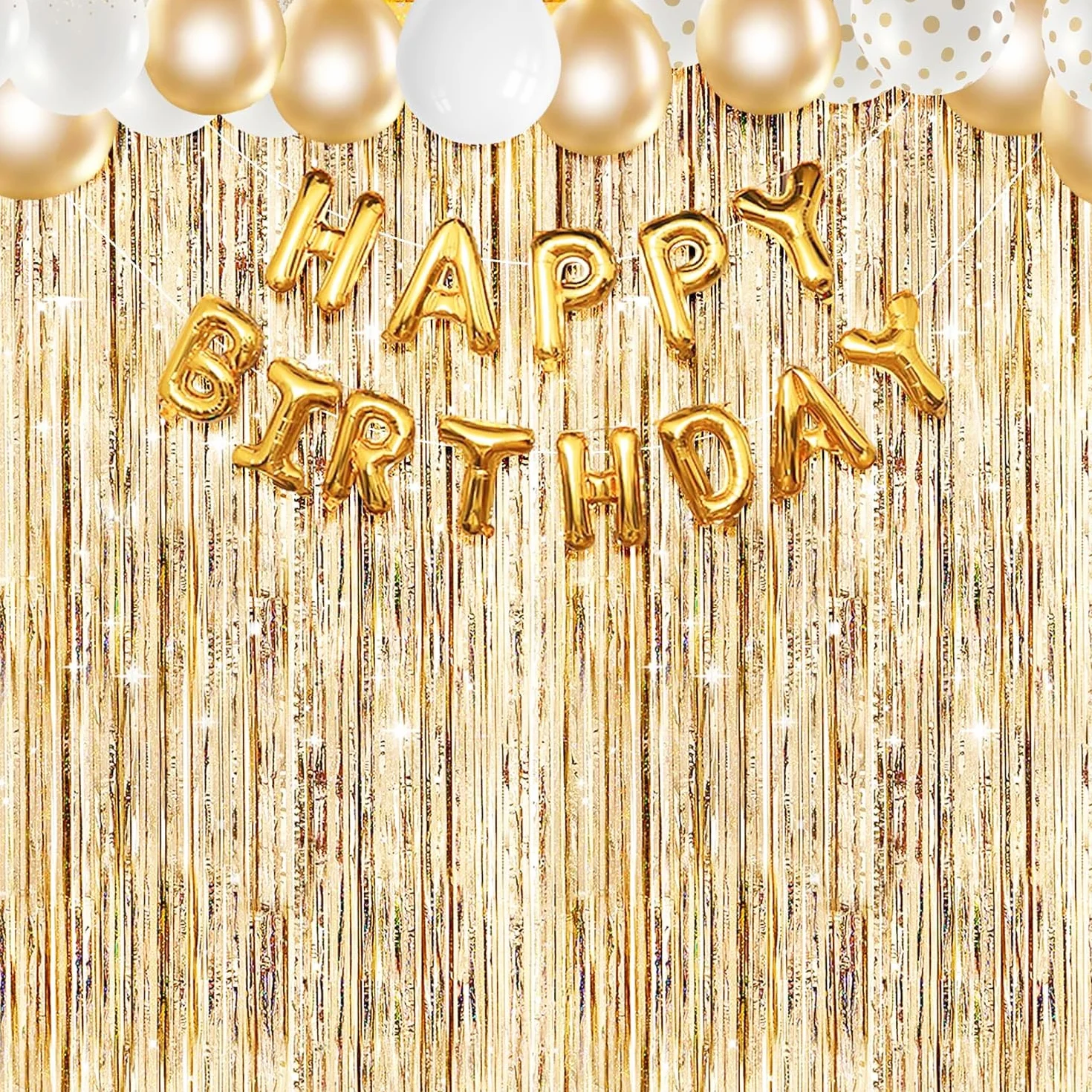 Rideaux à paillettes aluminium doré 1 x 2,5 m Lot de 2 décoration fête anniversaire