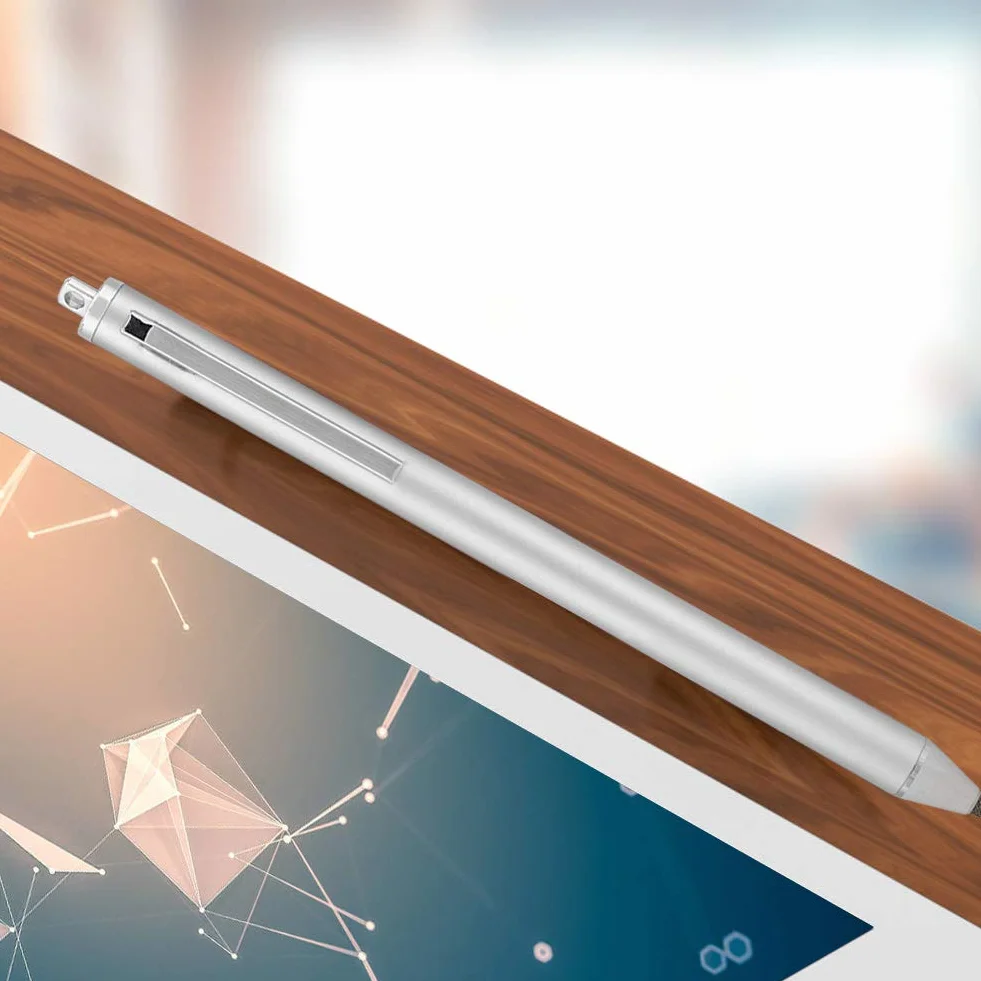 AYNEFY Rysik z materiałową głowicą do ekranu dotykowego, kompatybilny ze smartfonami i tabletami, przenośny, srebrny