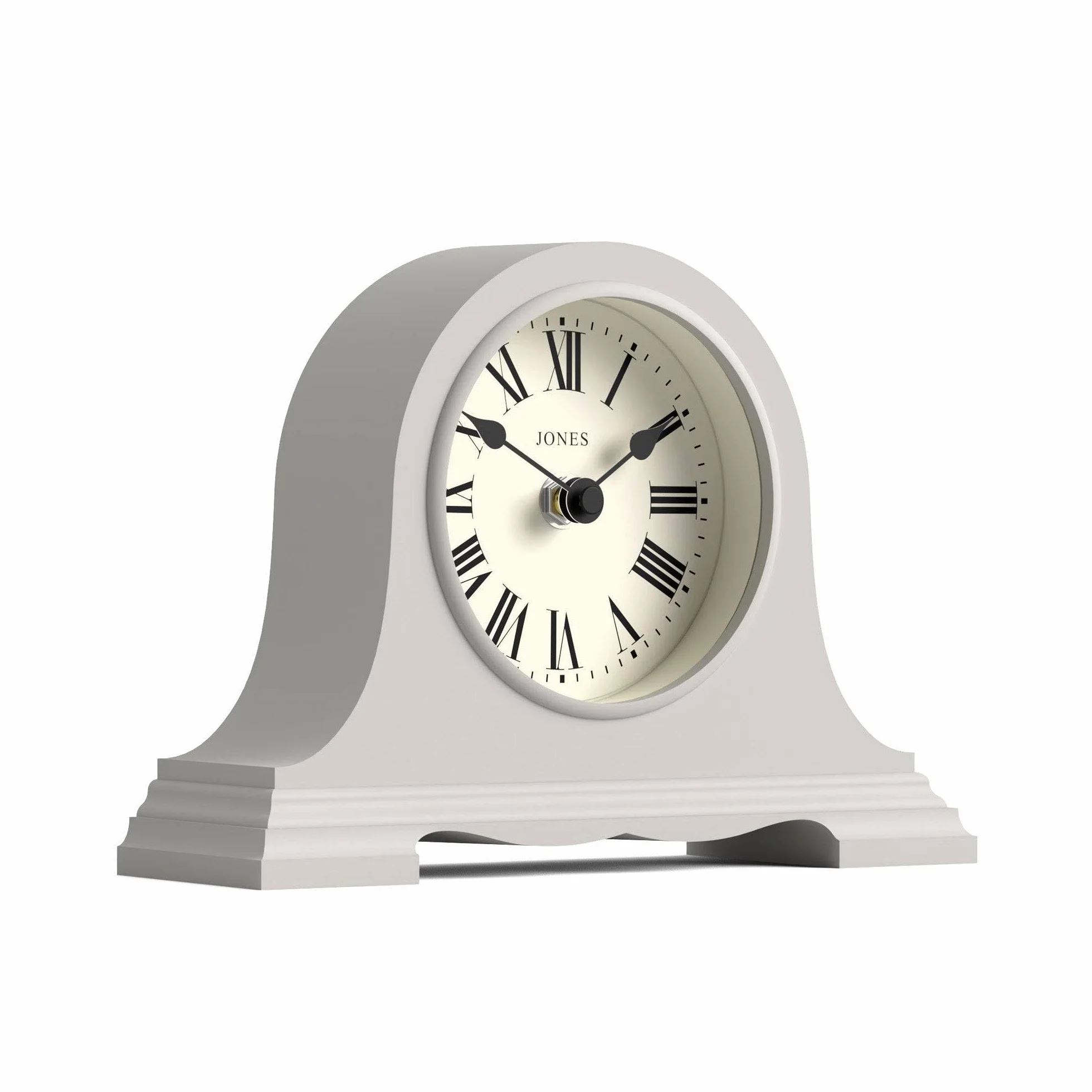 JONES CLOCKS® Speakeasy Petite Horloge à Cheminée, Conception Chapeau de Napoléon, Chiffres Romains, Grey
