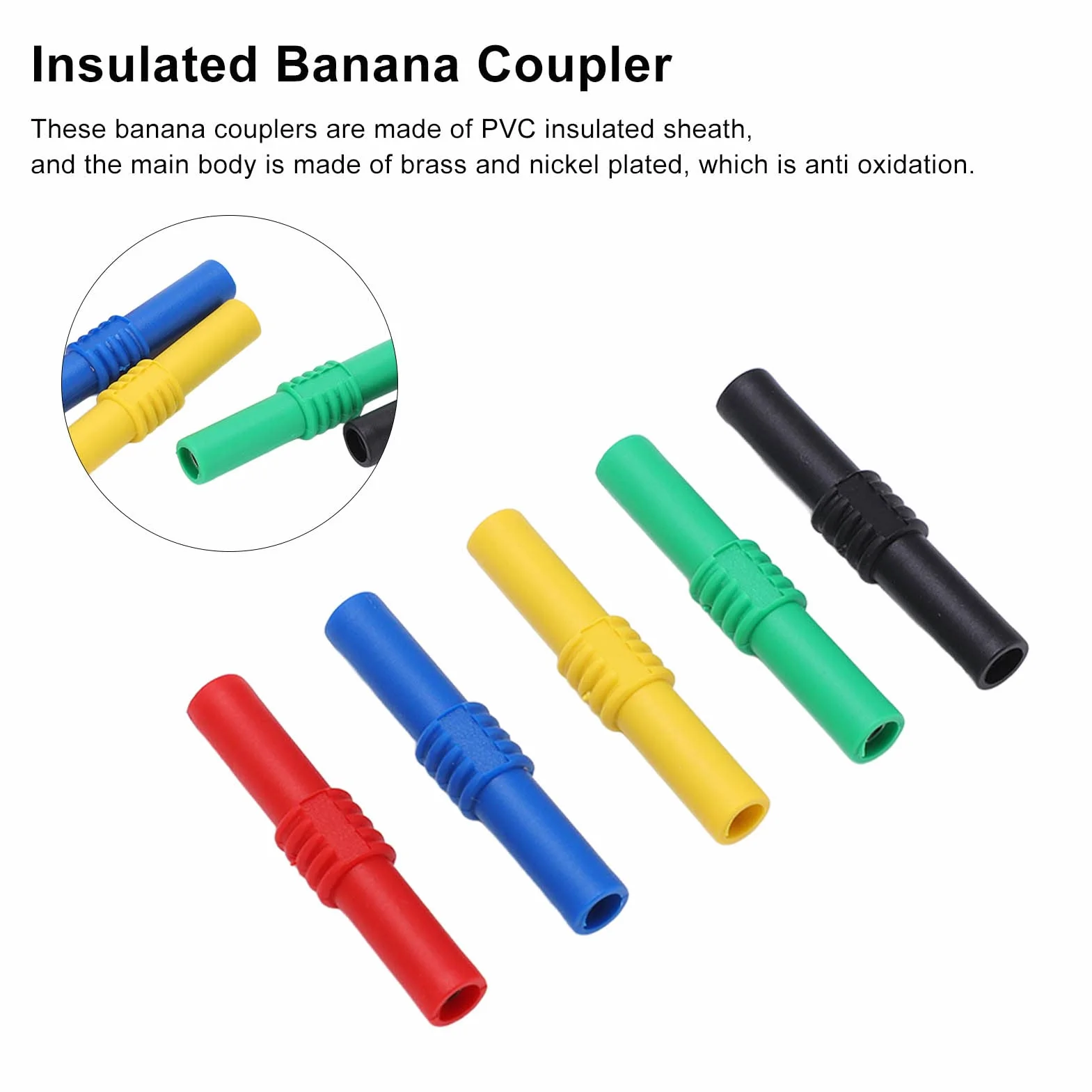 Izolowany łącznik Bananowy, Izolowany łącznik Bananowy 4mm Gniazdo Bananowe żeńskie na żeńskie Wtyki Bananowe Adapter Sondy Pomiarowej Sprzęgła, Złącza Głośnikowe