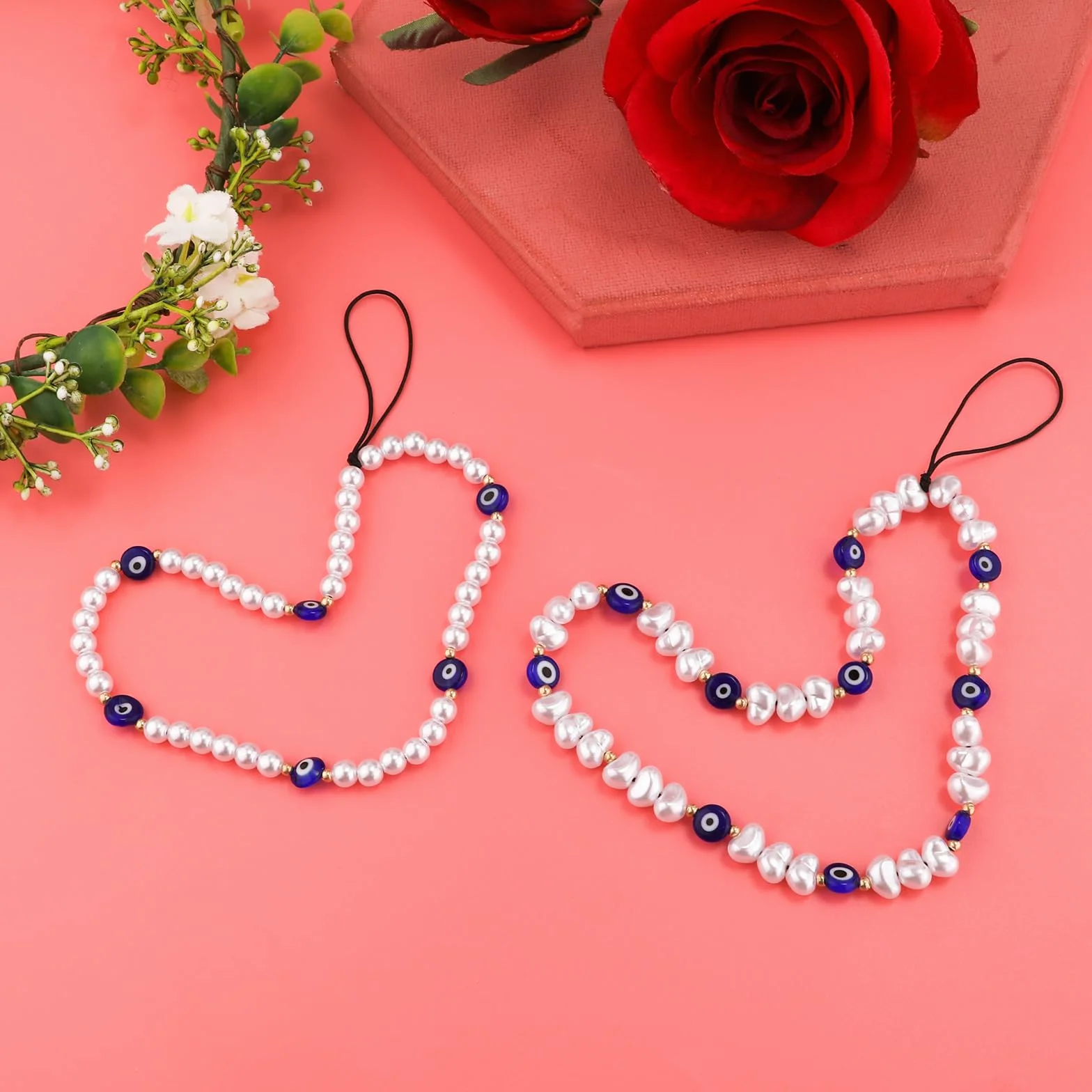 2 szt. Koralik Phone Charm, Okragle o Specjalnym Ksztalcie Koralik Phone Lanyard Zapobiegajace Zgubieniu Pasek na Nadgarstek do Telefonu Uroczy Brelok do Telefonu dla Mezczyzn Kobiet Par